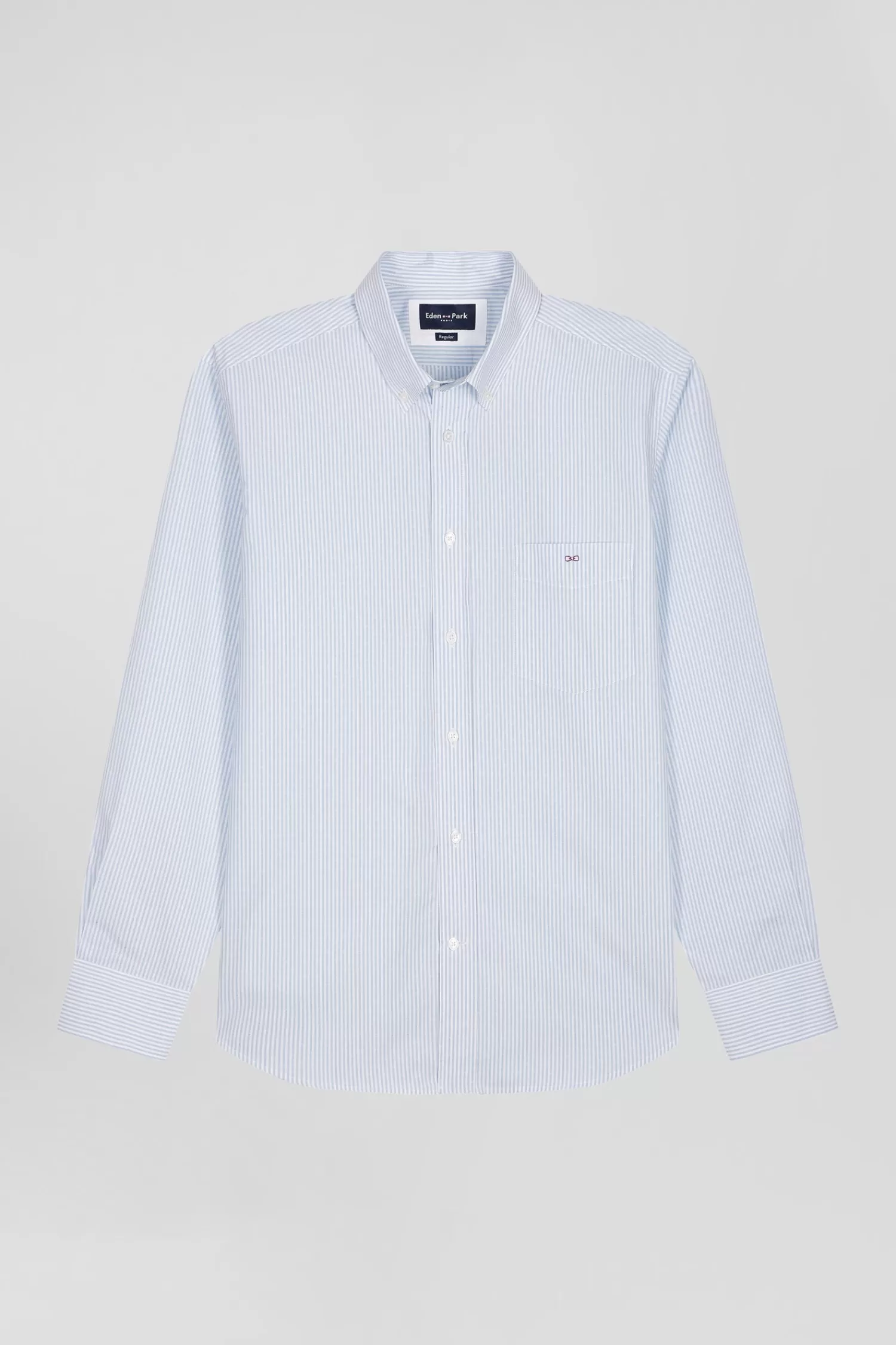 Eden Park Regular sky blue striped cotton jacquard shirt< Shirts