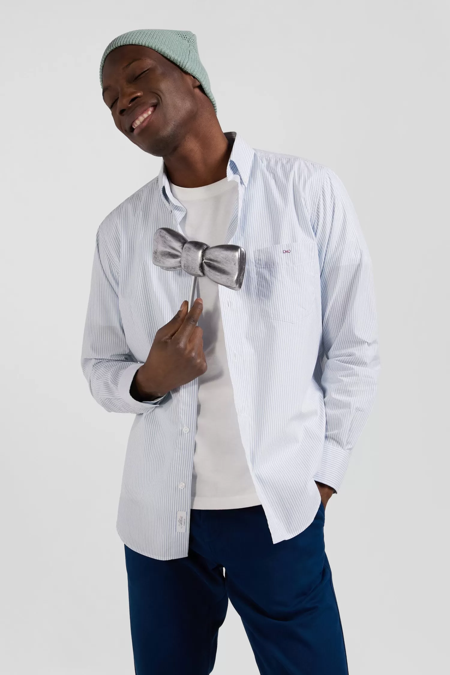 regular_sky_blue_striped_cotton_jacquard_shirt_2.webp Eden Park Regular sky blue striped cotton jacquard shirt< Shirts