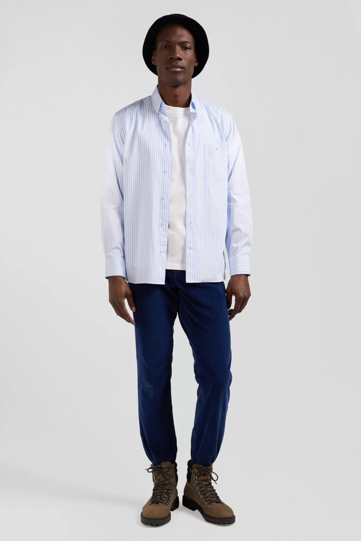 Eden Park Regular sky blue striped cotton poplin shirt< Shirts