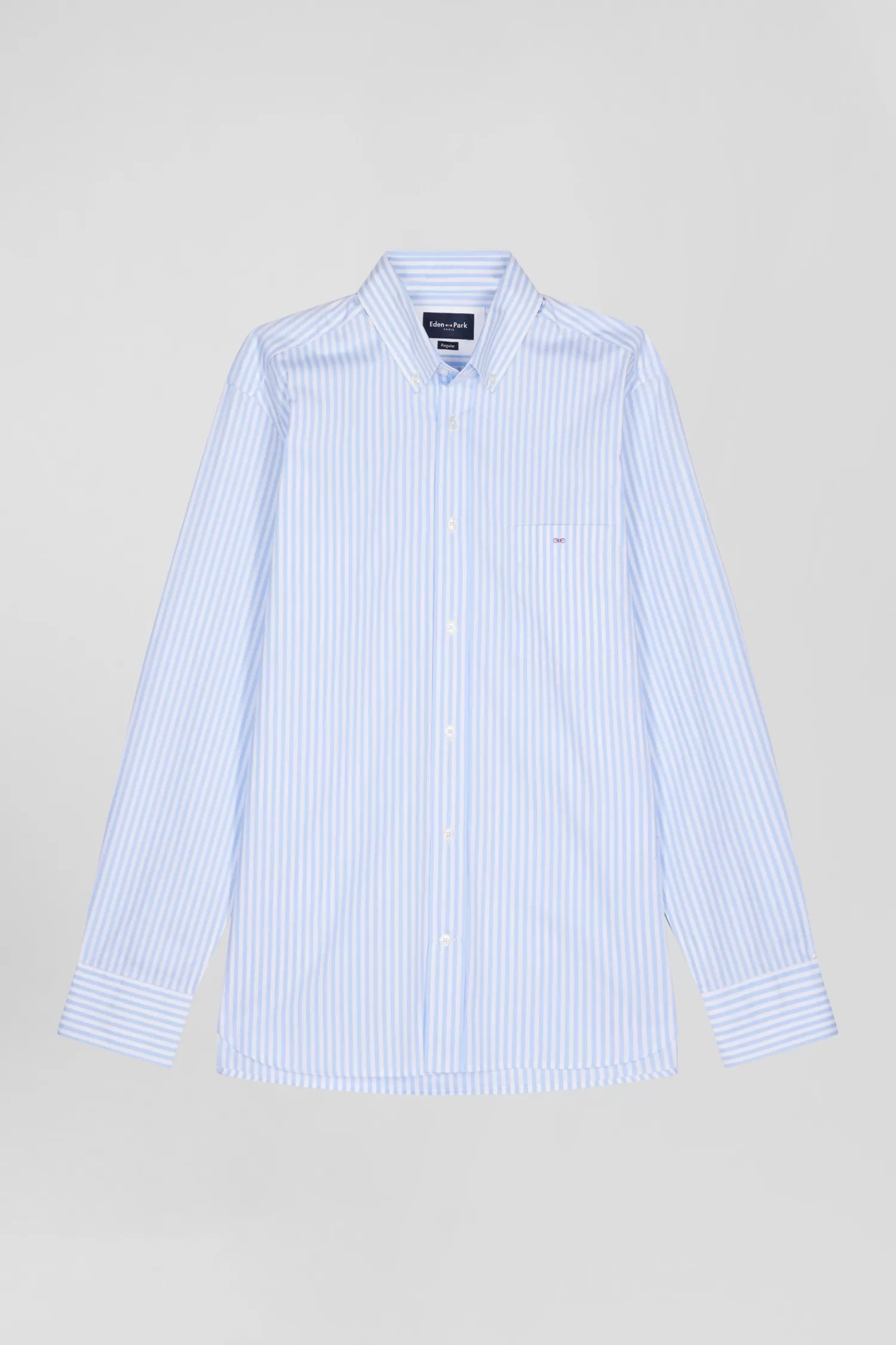 Eden Park Regular sky blue striped cotton poplin shirt< Shirts
