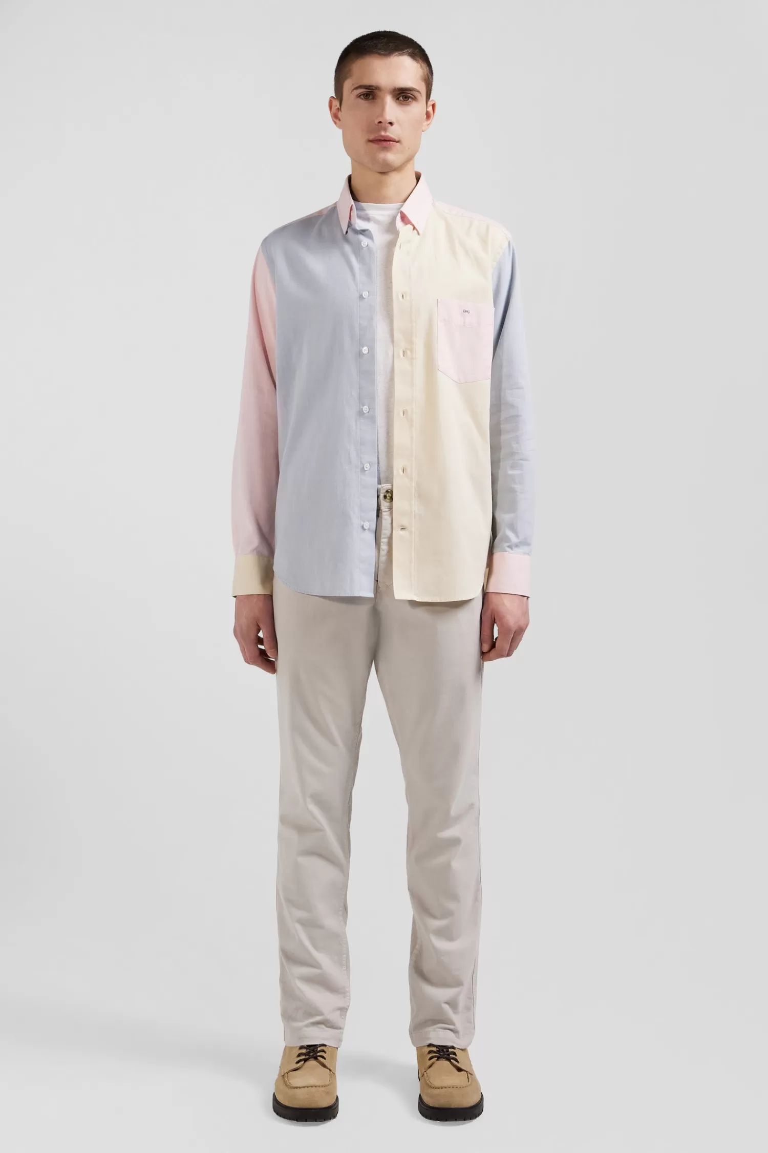 Eden Park Regular sky blue tricolour cotton shirt< Shirts