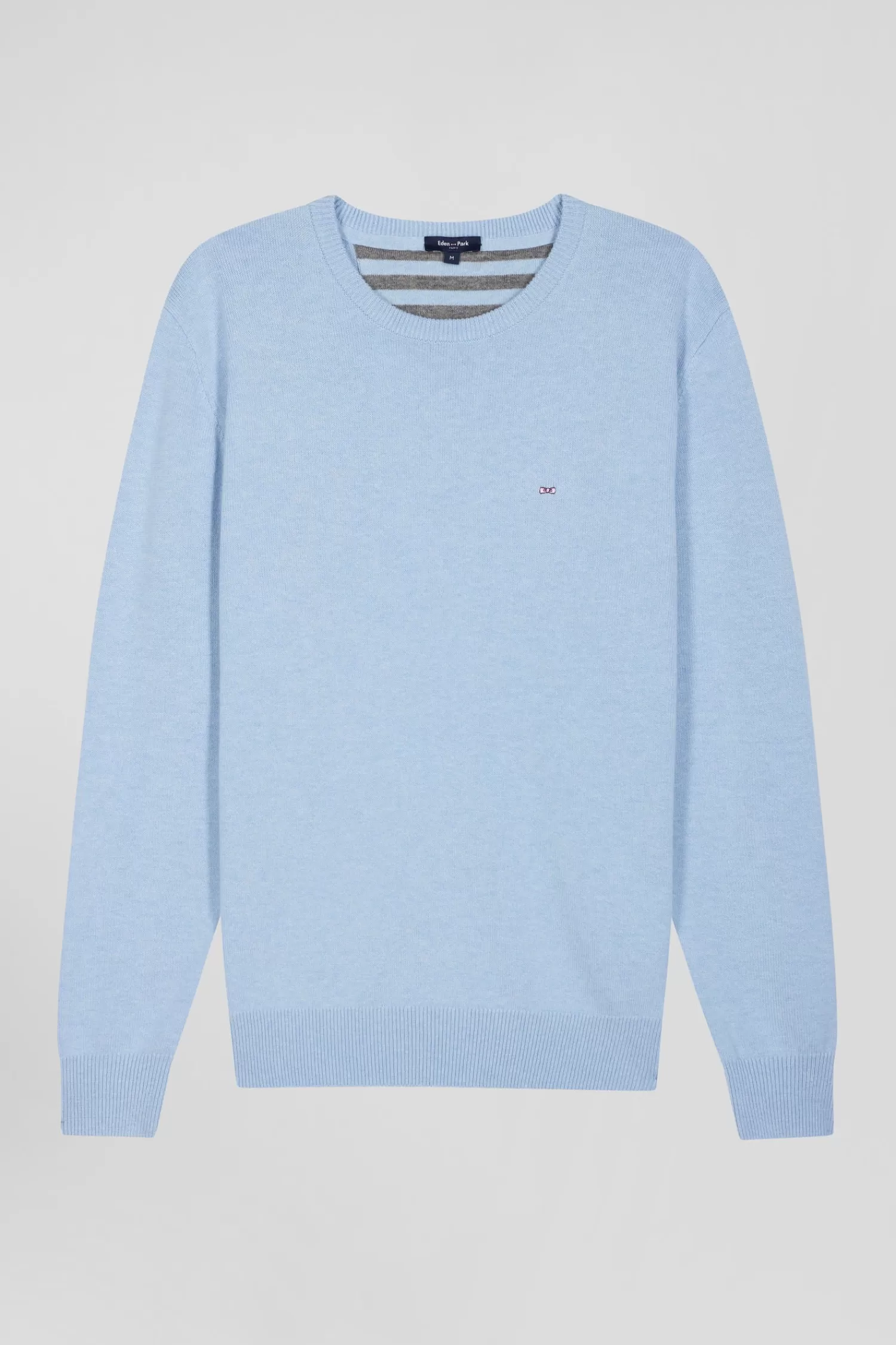 Eden Park Regular sky blue wool and cotton crew neck jumper< Sweaters