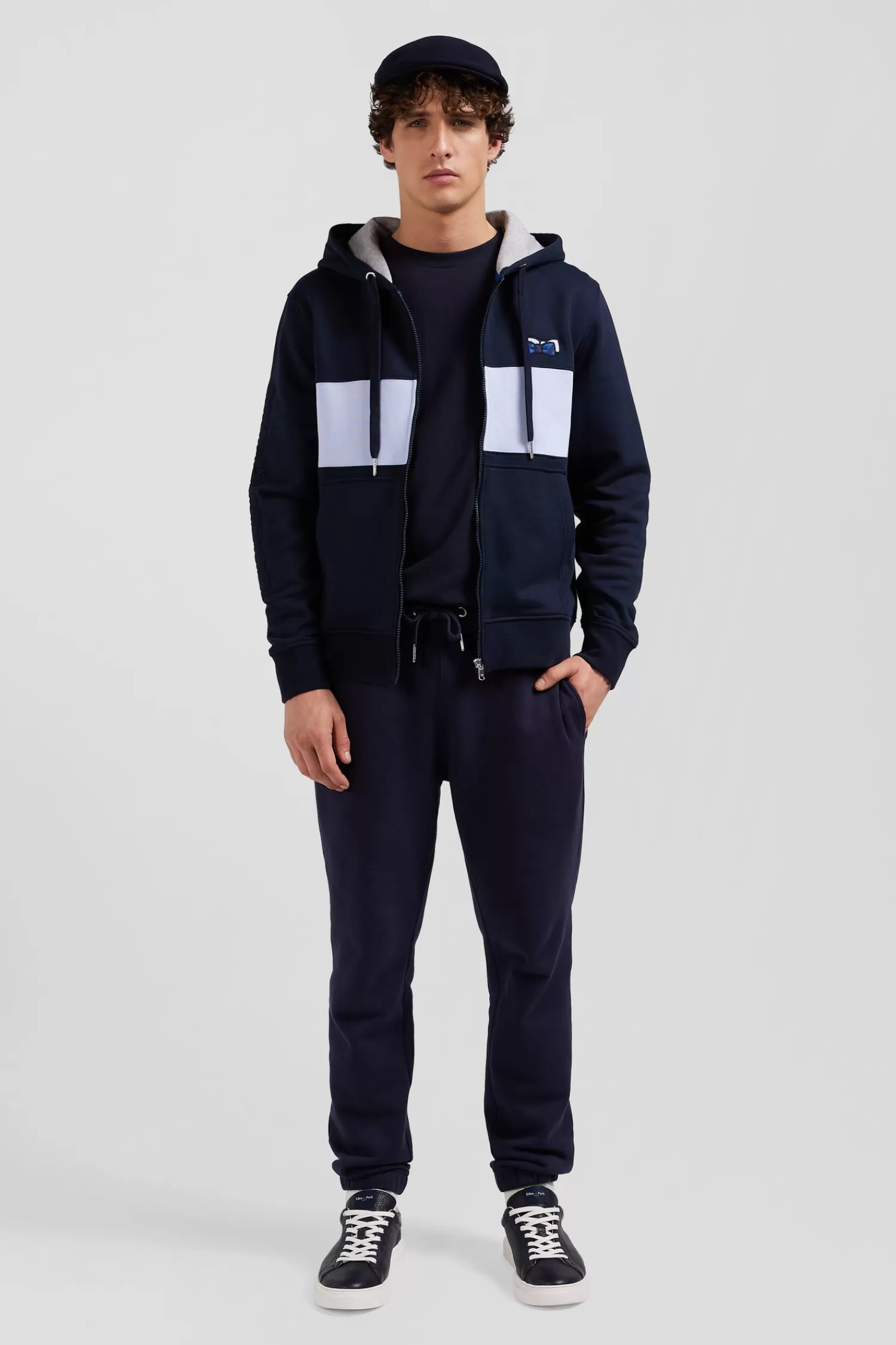 Eden Park Regular sky blue zipped cotton hoodie< Sweatshirts