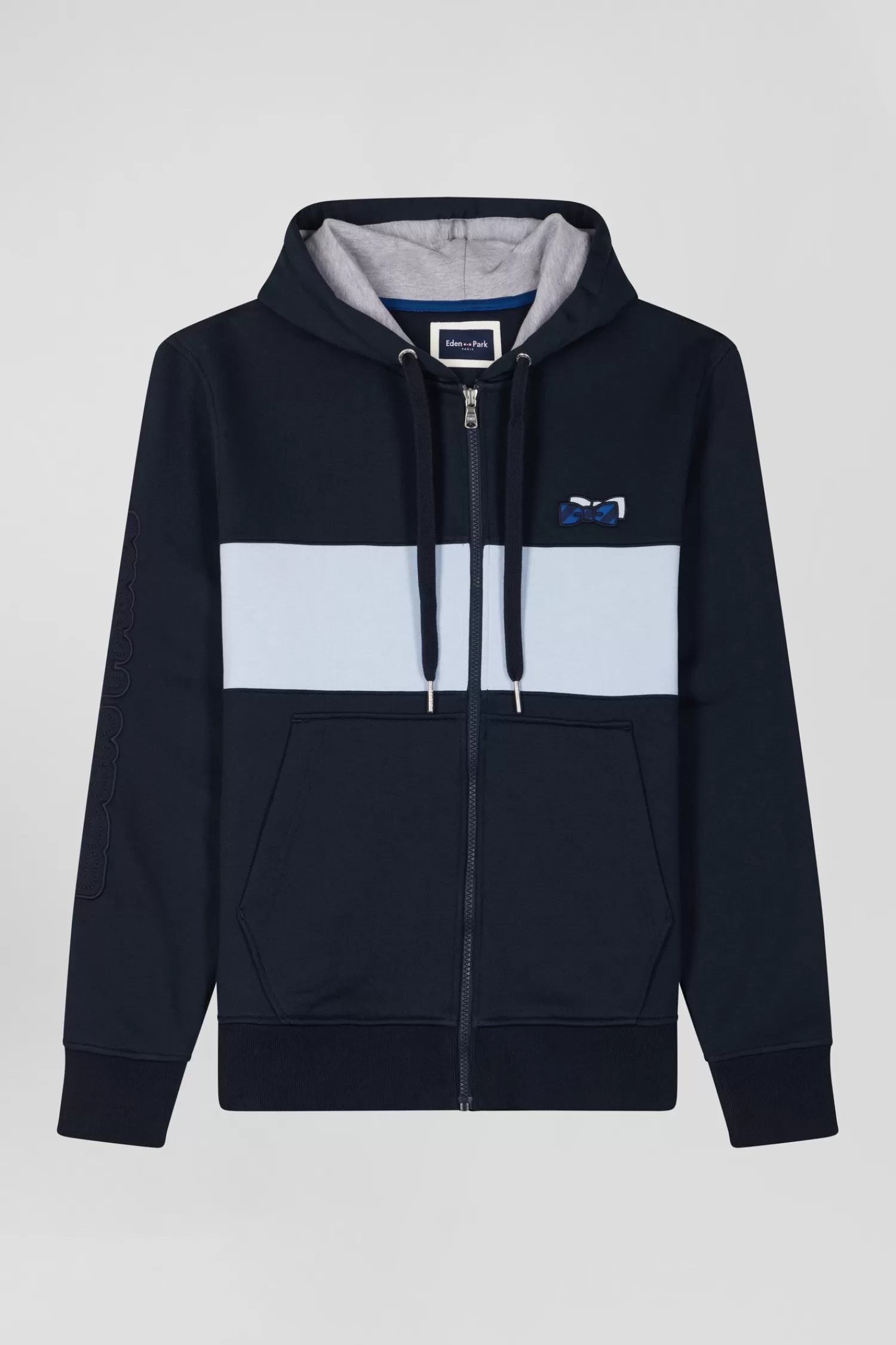 Eden Park Regular sky blue zipped cotton hoodie< Sweatshirts