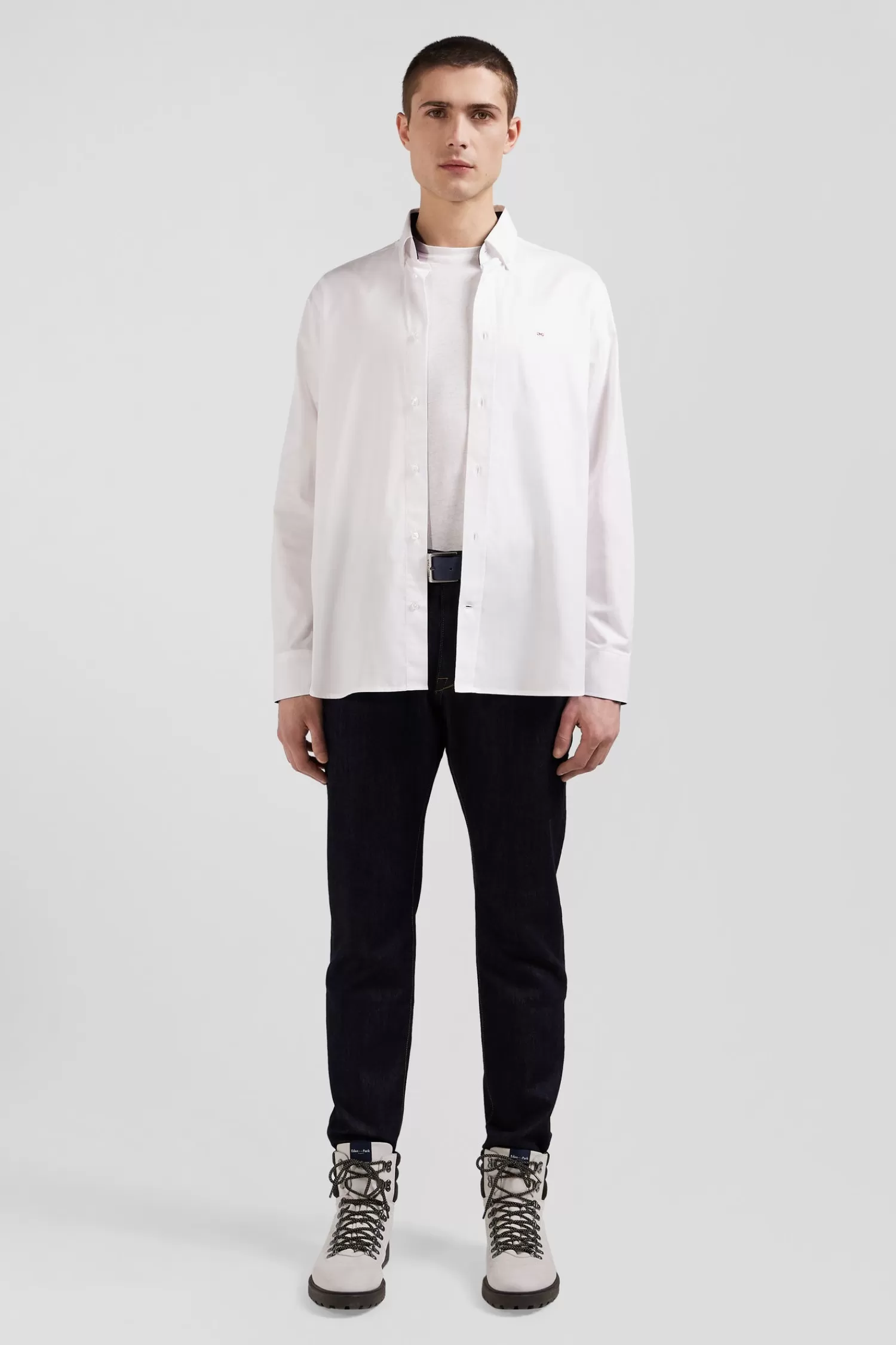 Eden Park Regular white cotton shirt with back N°10 embroidery< Shirts