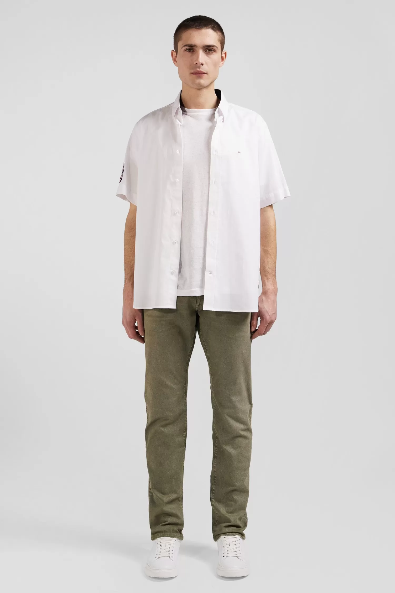 Eden Park Regular white cotton short-sleeved shirt< Short-sleeved Shirts