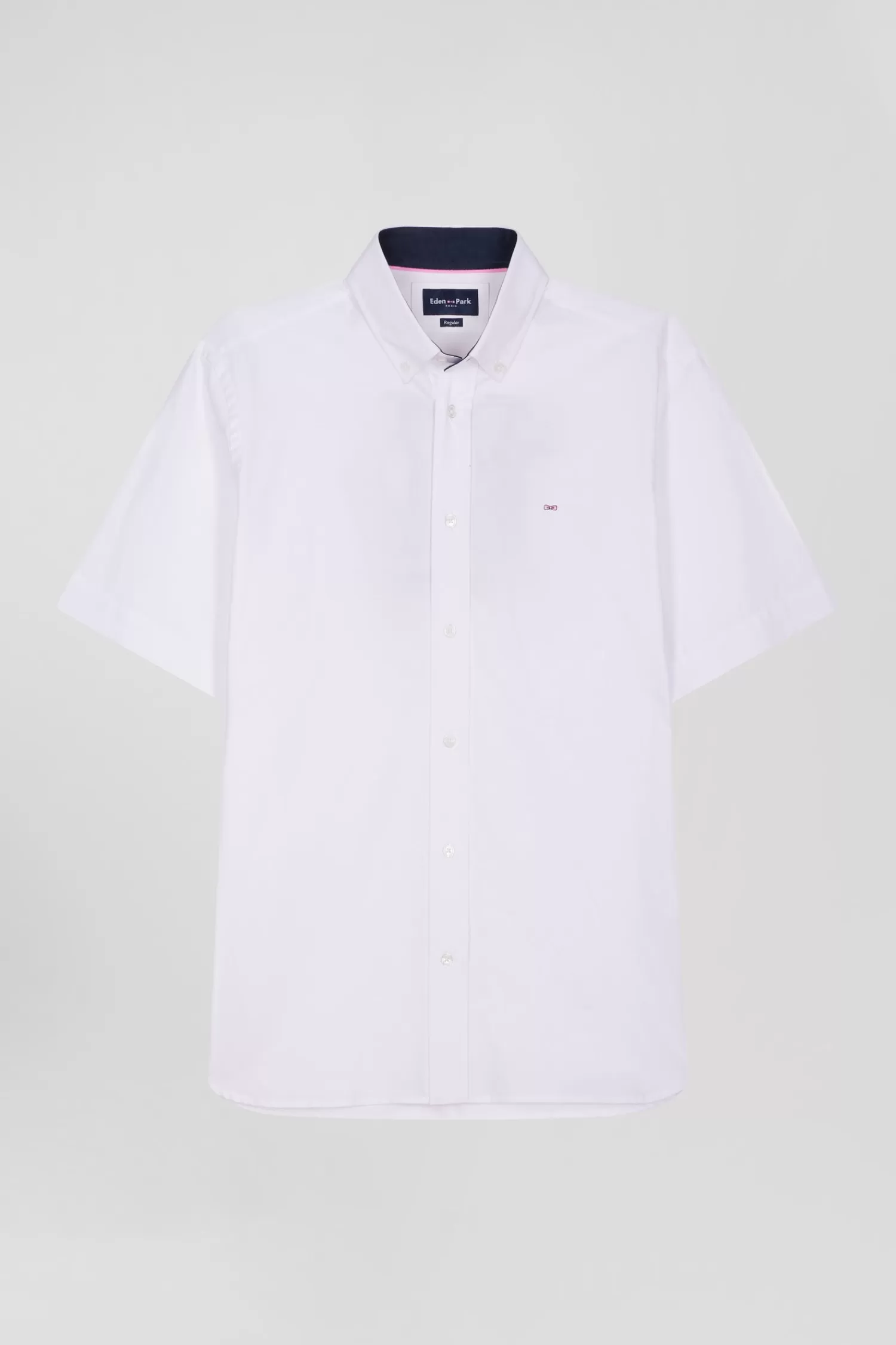 Eden Park Regular white cotton short-sleeved shirt with back 10 embroidery< Short-sleeved Shirts