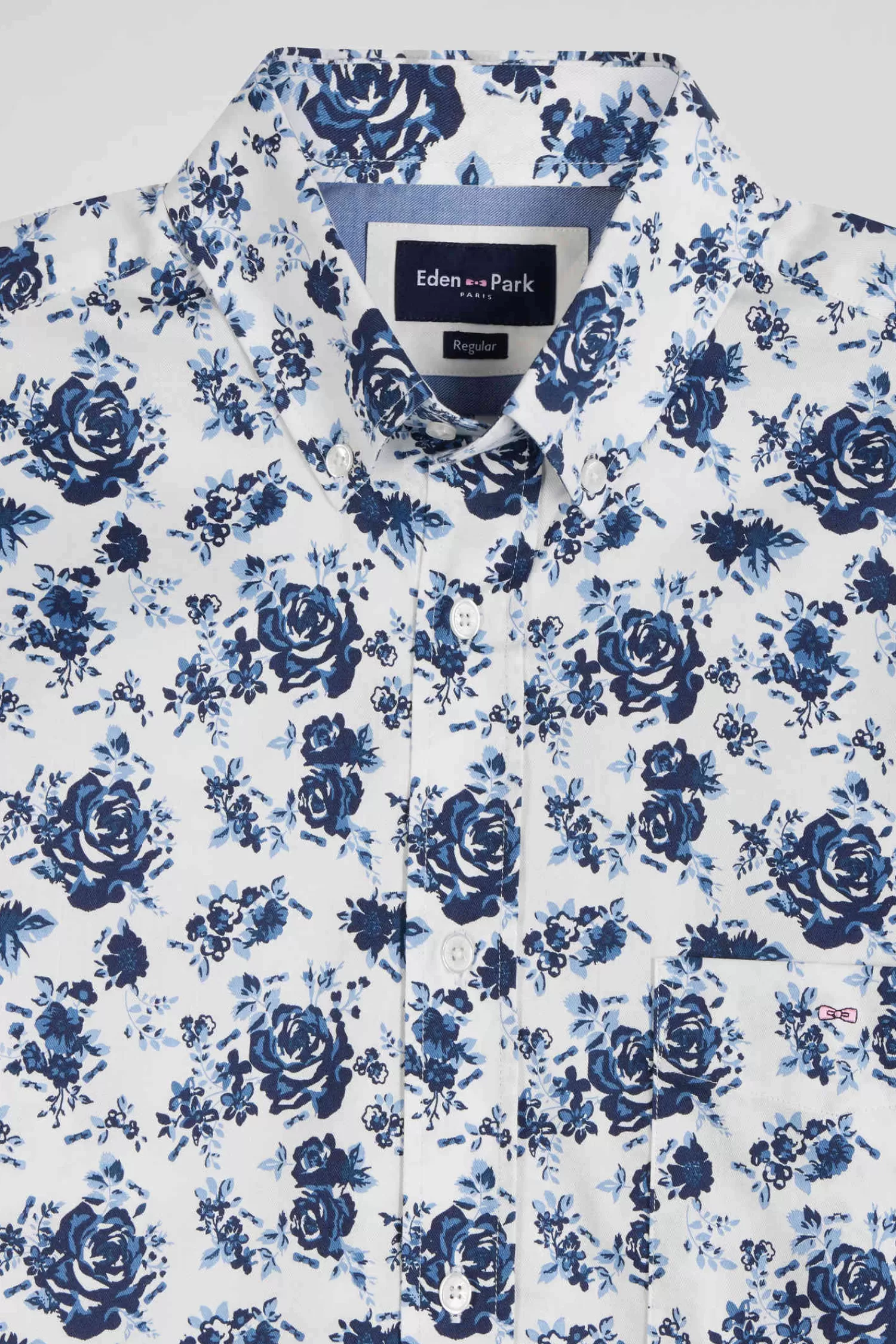 regular_white_cotton_twill_shirt_with_blue_floral_print_6.webp Eden Park Regular white cotton twill shirt with blue floral print< Shirts