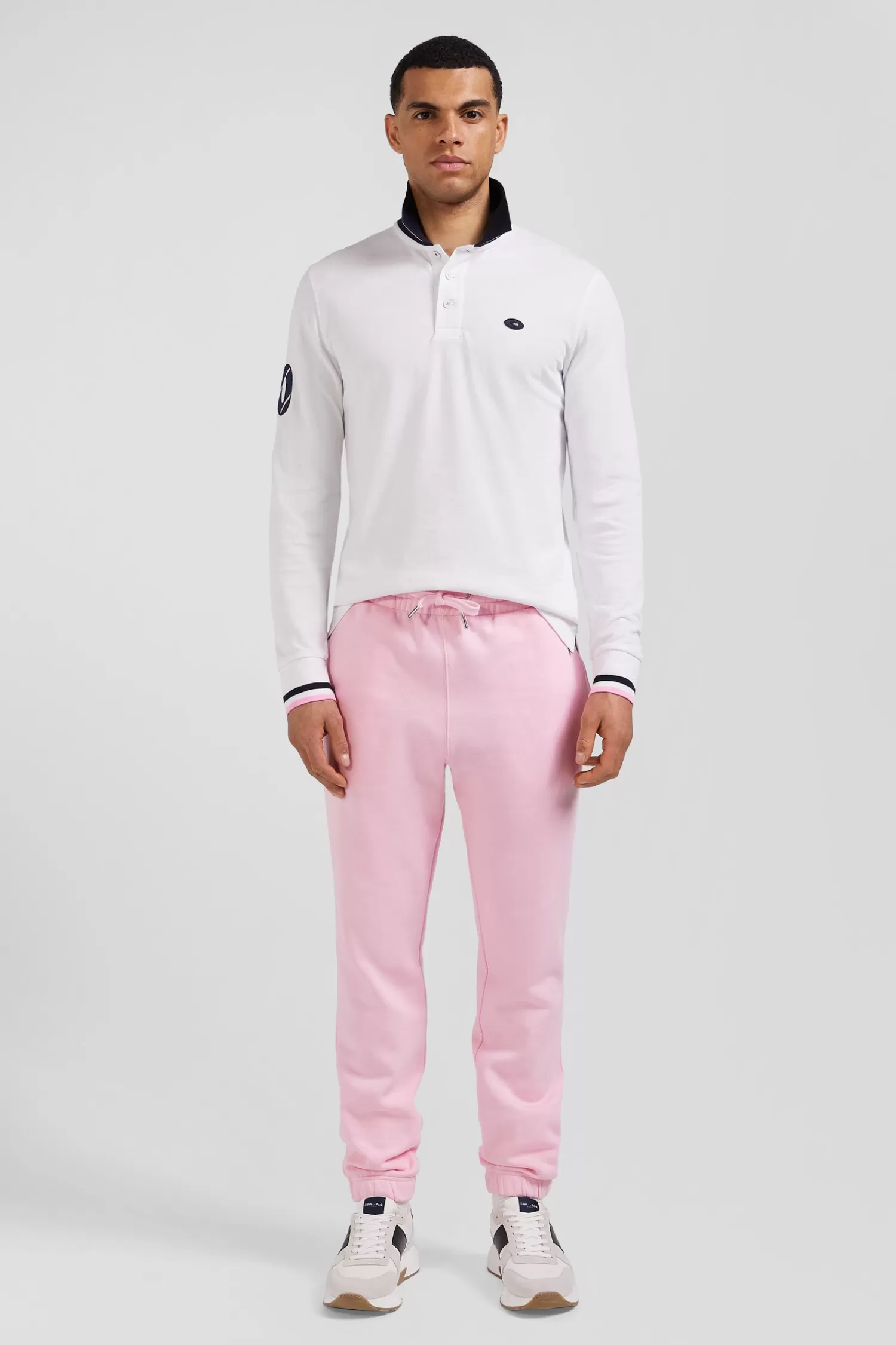 Eden Park Regular white long-sleeved cotton piqué polo shirt with XV de France embroidery< Polos