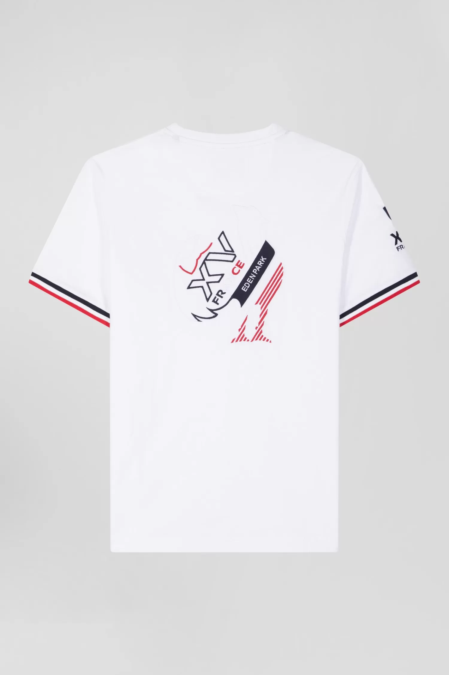 Eden Park Regular white short-sleeved cotton T-shirt with tricolor XV de France embroidery< T-shirts