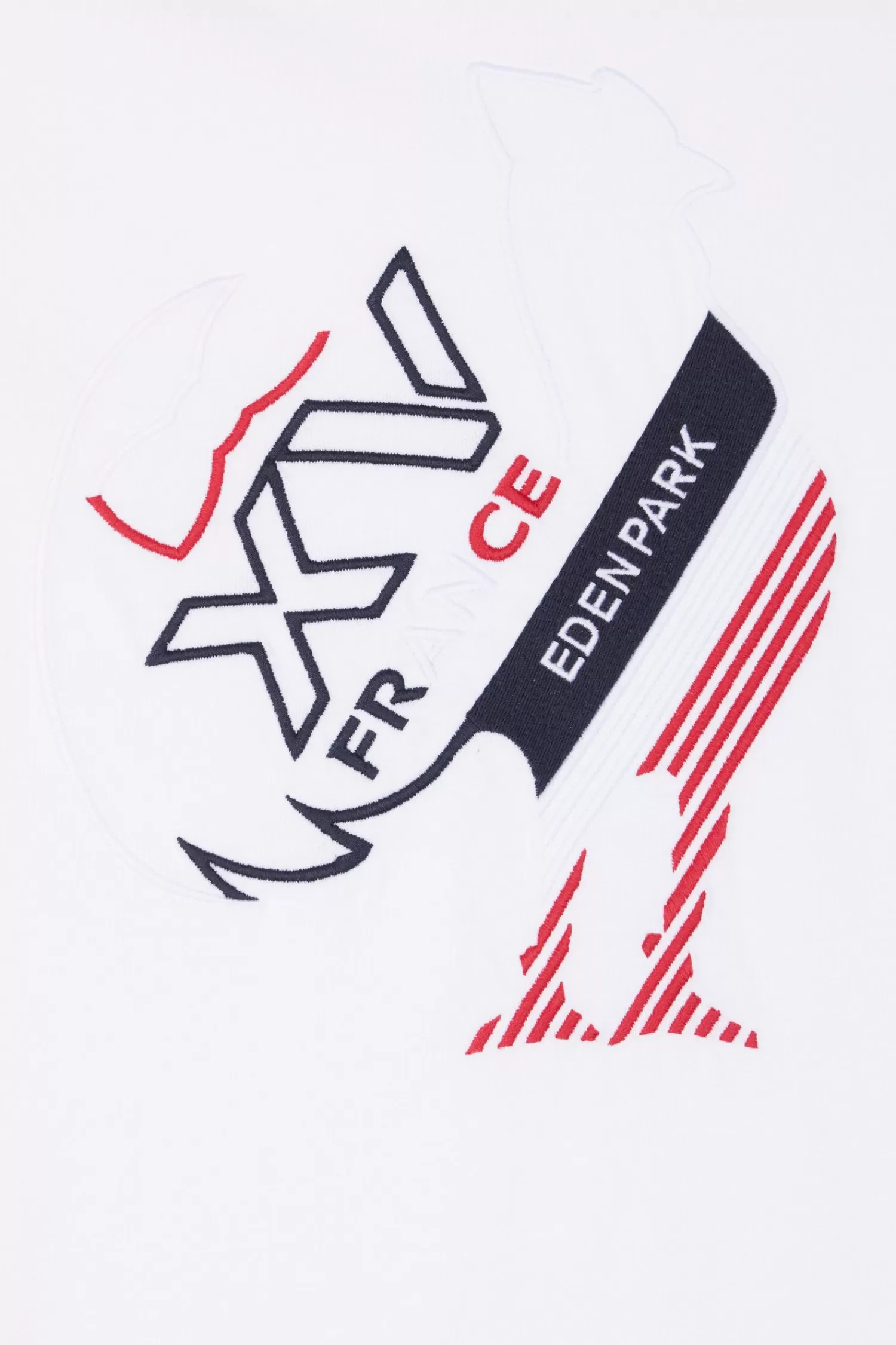 Eden Park Regular white short-sleeved cotton T-shirt with tricolor XV de France embroidery< T-shirts