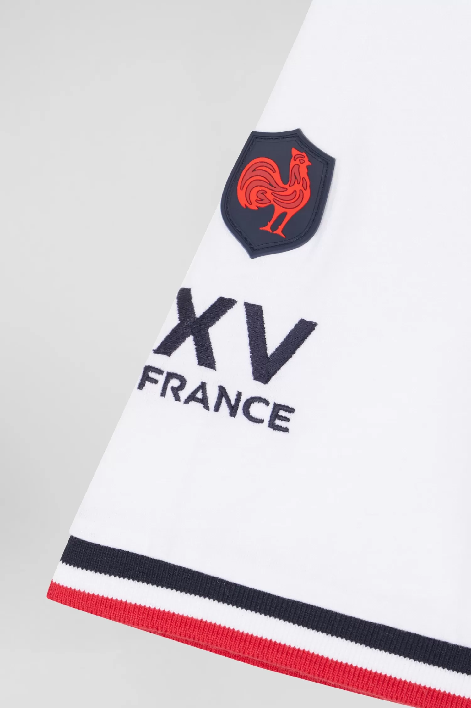Eden Park Regular white short-sleeved cotton T-shirt with tricolor XV de France embroidery< T-shirts