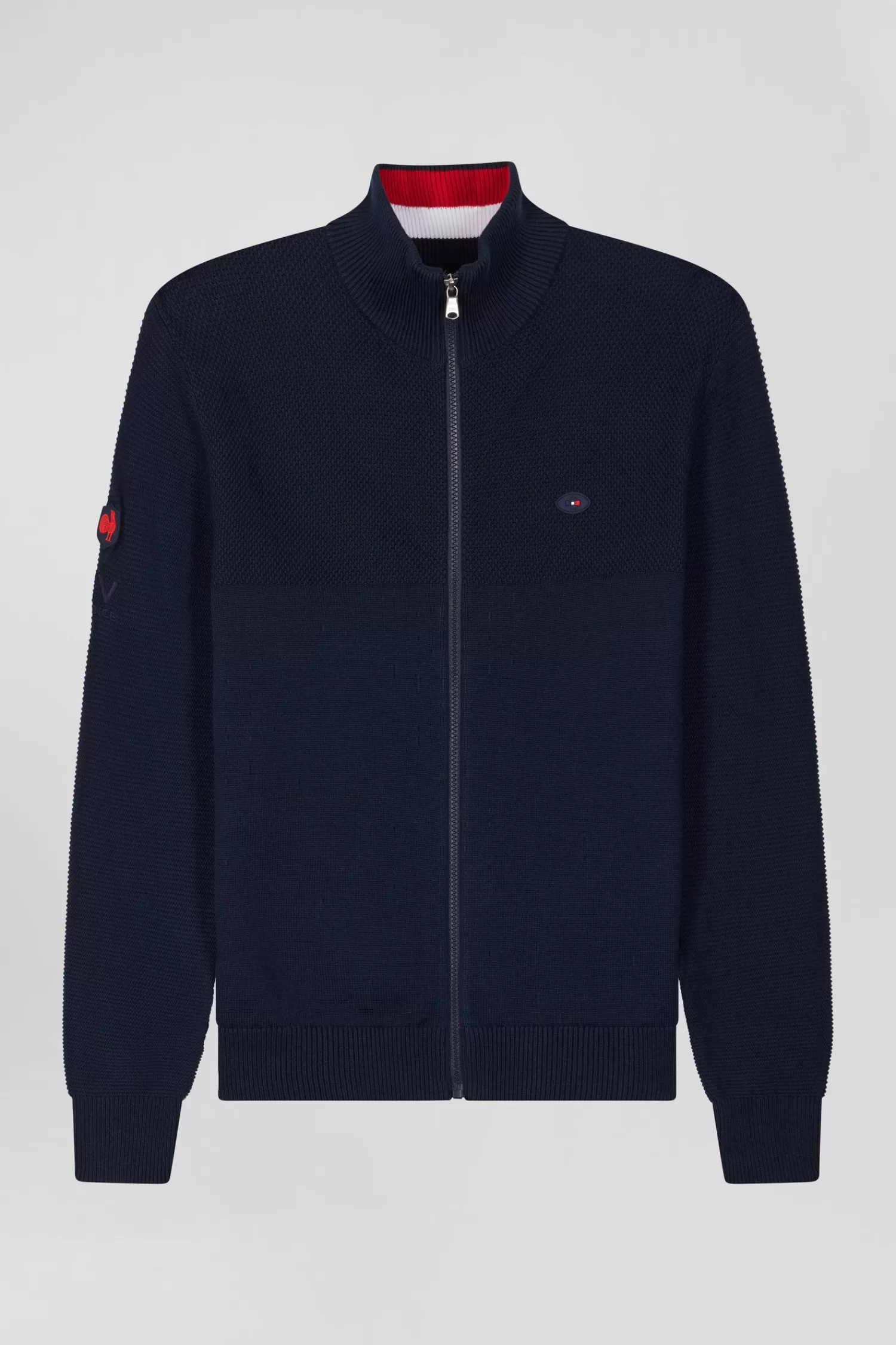 Eden Park Regular XV de France navy blue cotton zipped cardigan< Cardigans