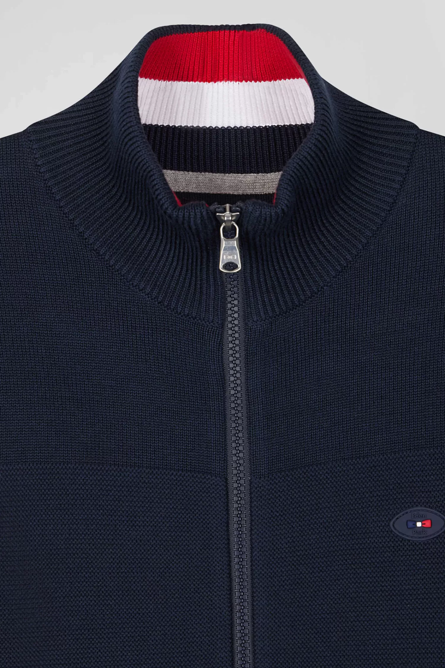 regular_xv_de_france_navy_blue_cotton_zipped_cardigan_with_tricolour_details_6.webp Eden Park Regular XV de France navy blue cotton zipped cardigan with tricolour details< Cardigans