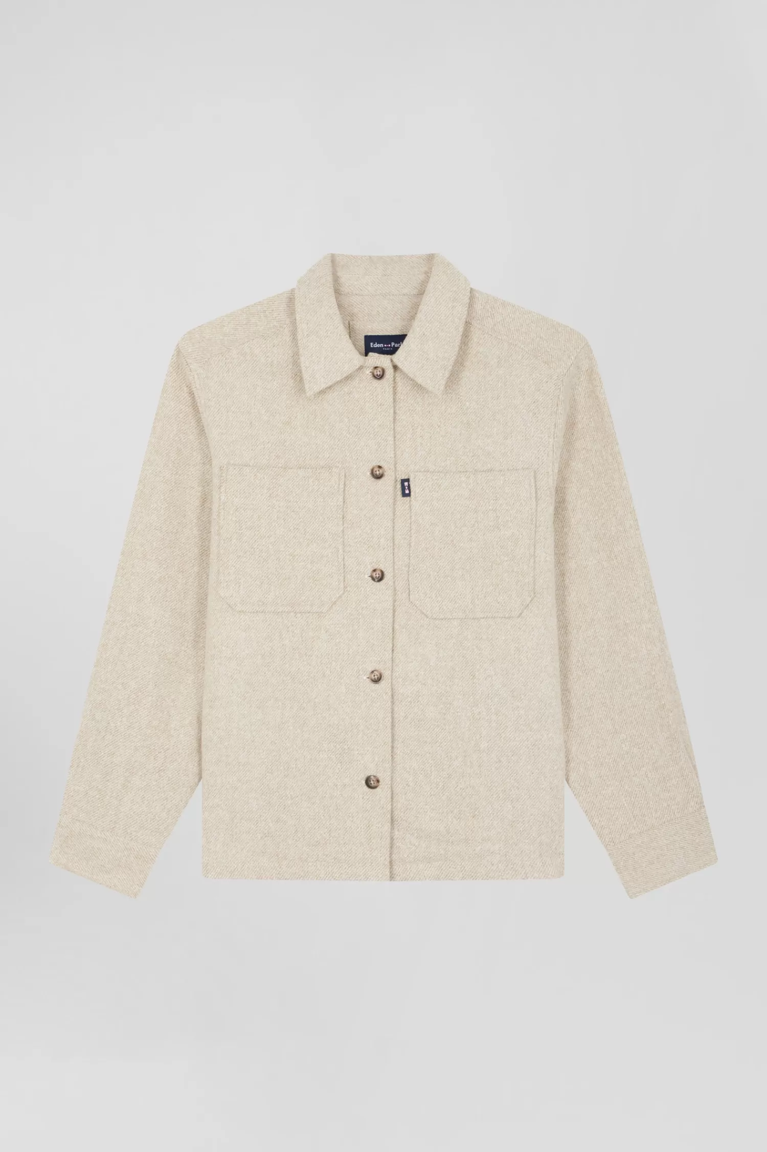 Eden Park Relax beige mixed cotton overshirt with patch pockets<Women Shirts | Shirts