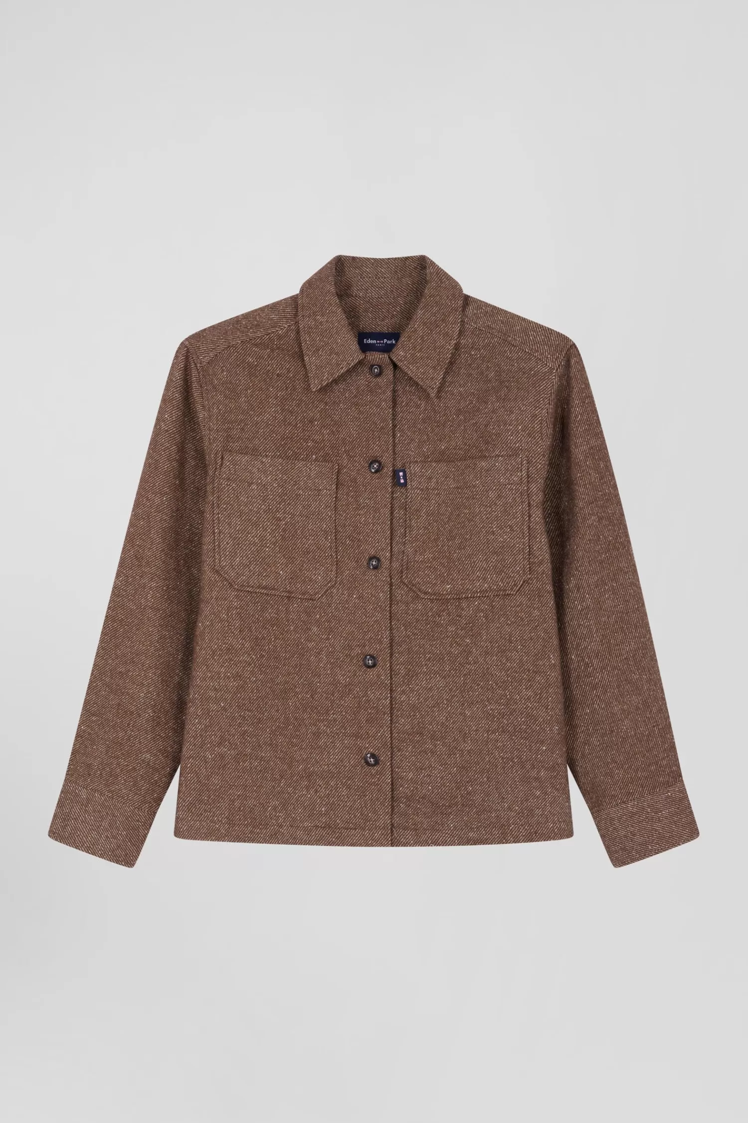 Eden Park Relax brown mixed cotton overshirt with patch pockets<Women Shirts | Shirts