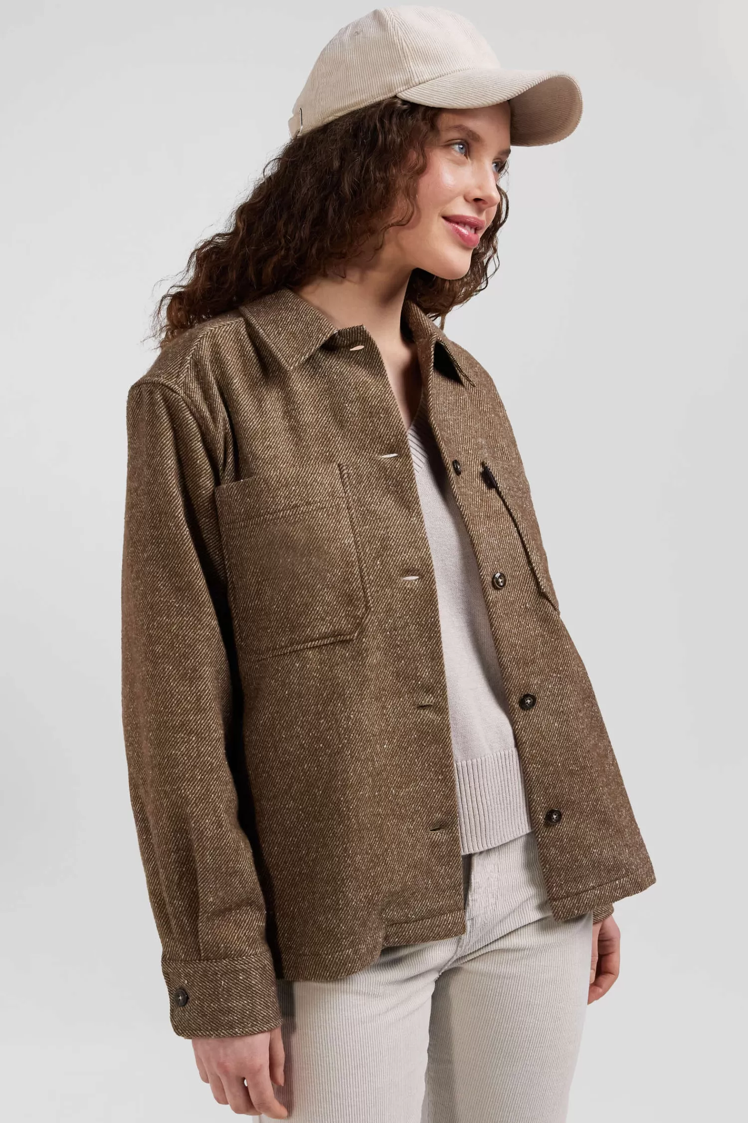 relax_brown_mixed_cotton_overshirt_with_patch_pockets_2.webp Eden Park Relax brown mixed cotton overshirt with patch pockets<Women Shirts | Shirts