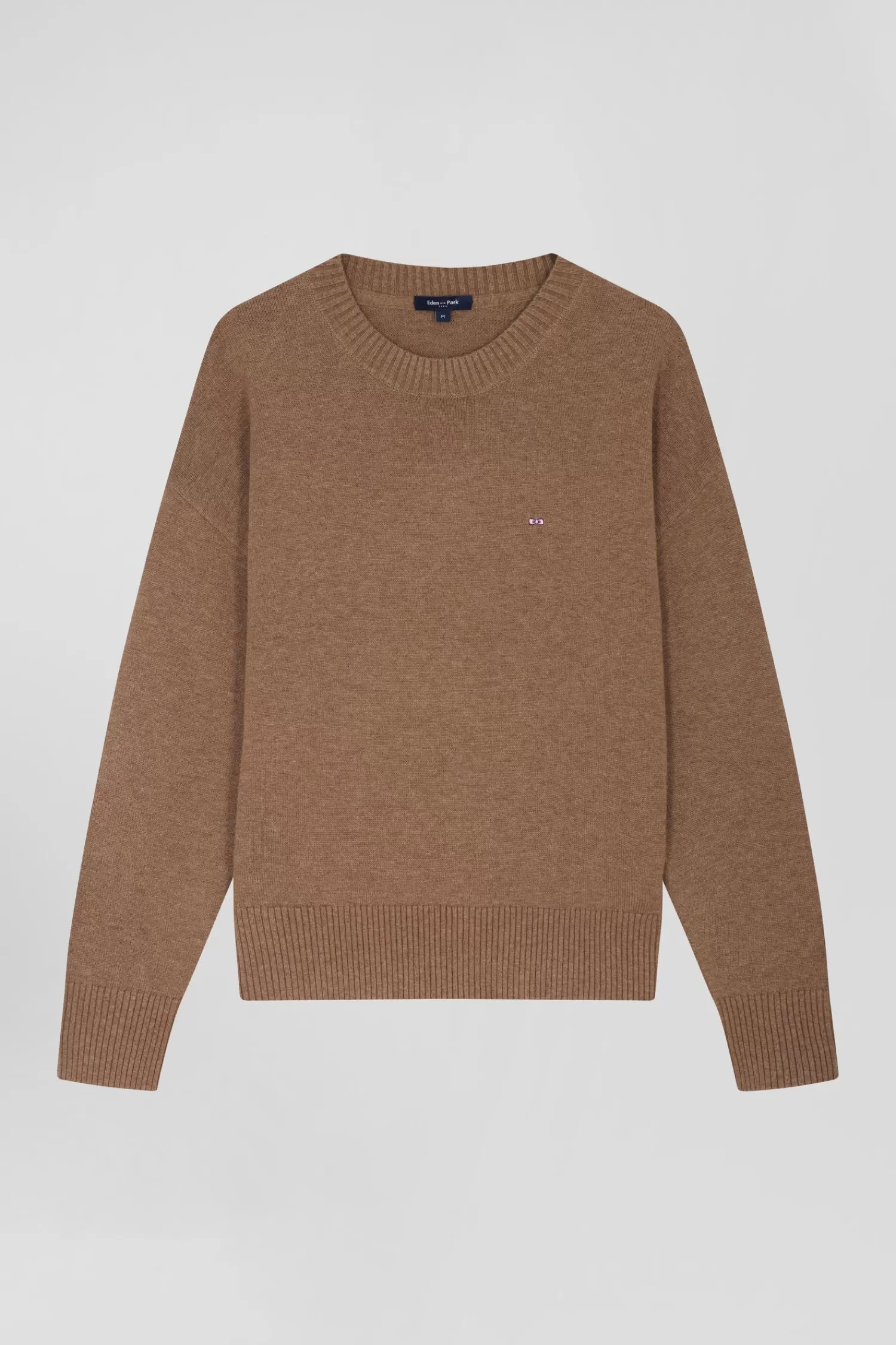 Eden Park Relax brown wool and cotton crew neck jumper<Women Sweaters