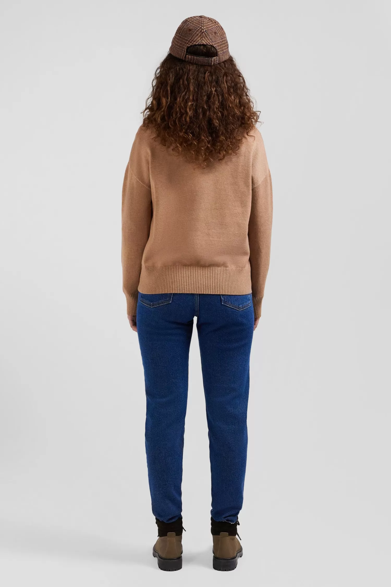 relax_camel_wool_and_cotton_vneck_jumper_3.webp Eden Park Relax camel wool and cotton V-neck jumper<Women Sweaters