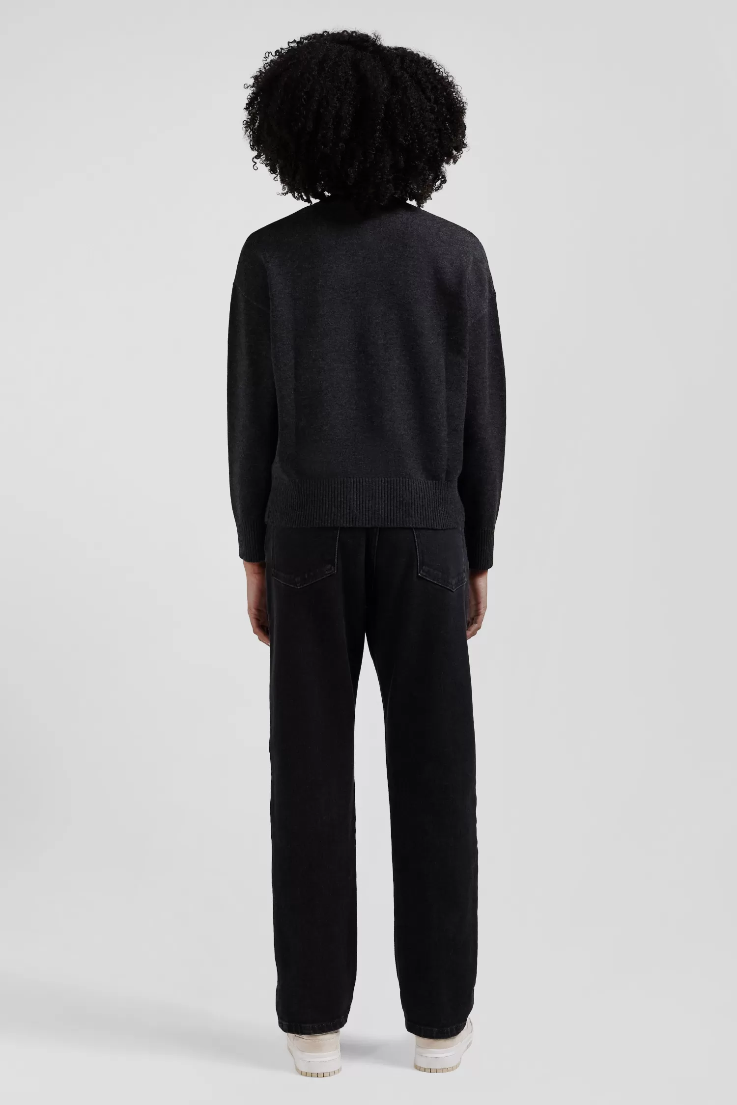 relax_dark_grey_mottled_wool_and_cotton_vneck_jumper_5.webp Eden Park Relax dark grey mottled wool and cotton V-neck jumper<Women Sweaters