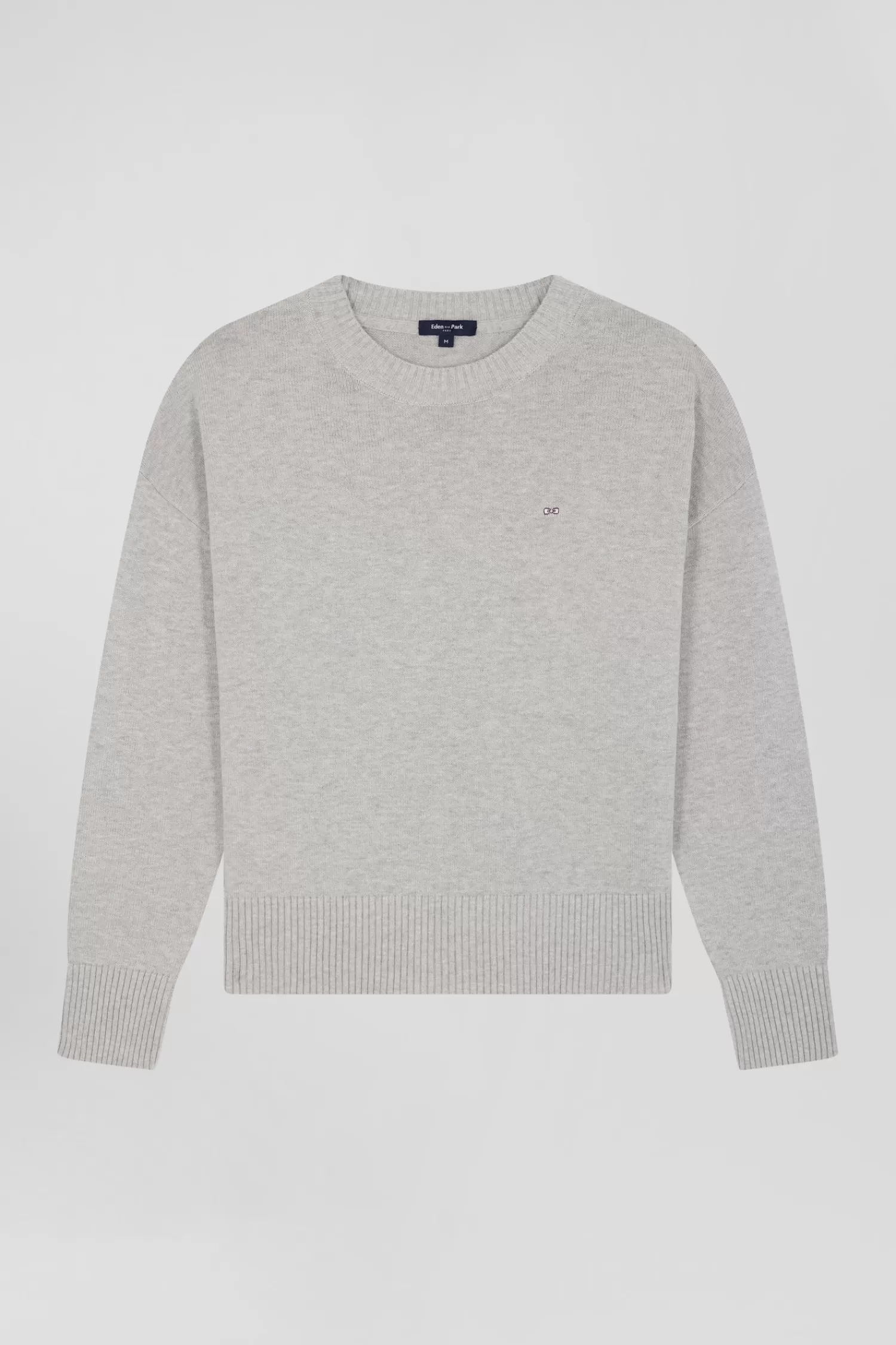Eden Park Relax light grey wool and cotton crew neck jumper<Women Sweaters