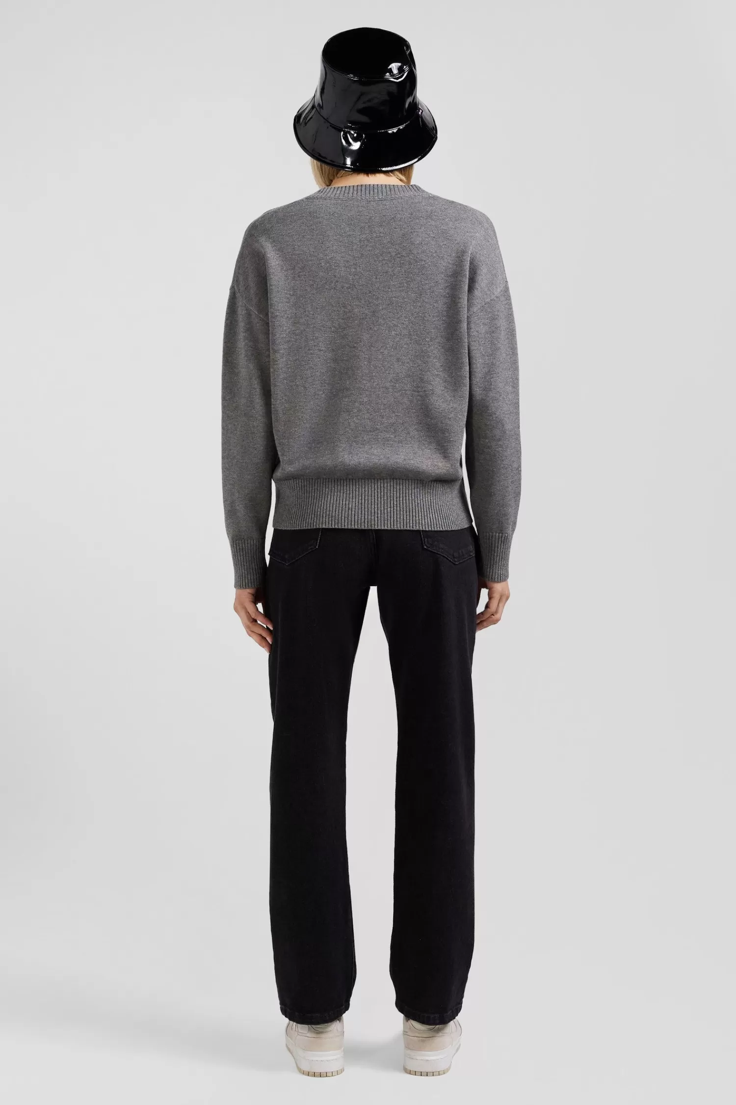 relax_light_grey_wool_and_cotton_vneck_jumper_5.webp Eden Park Relax light grey wool and cotton V-neck jumper<Women Sweaters