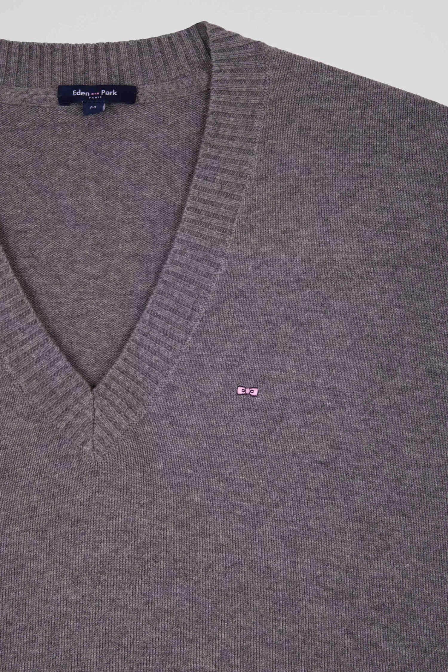 relax_light_grey_wool_and_cotton_vneck_jumper_6.webp Eden Park Relax light grey wool and cotton V-neck jumper<Women Sweaters