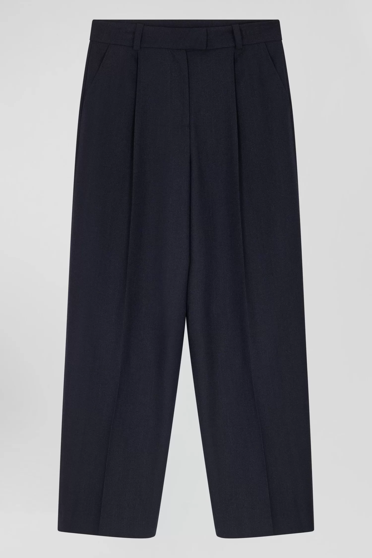 Eden Park Relax navy blue checked trousers<Women Pants