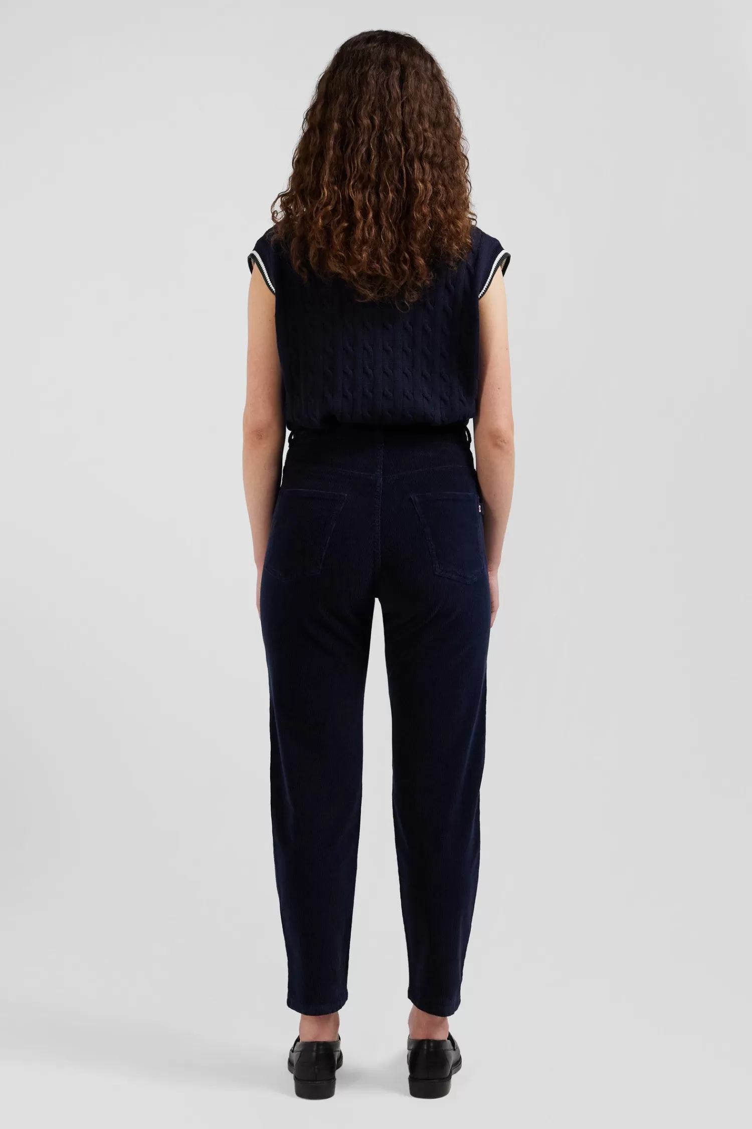 relax_navy_cableknit_cotton_vneck_sleeveless_jumper_5.webp Eden Park Relax navy cable-knit cotton V-neck sleeveless jumper<Women Sweaters