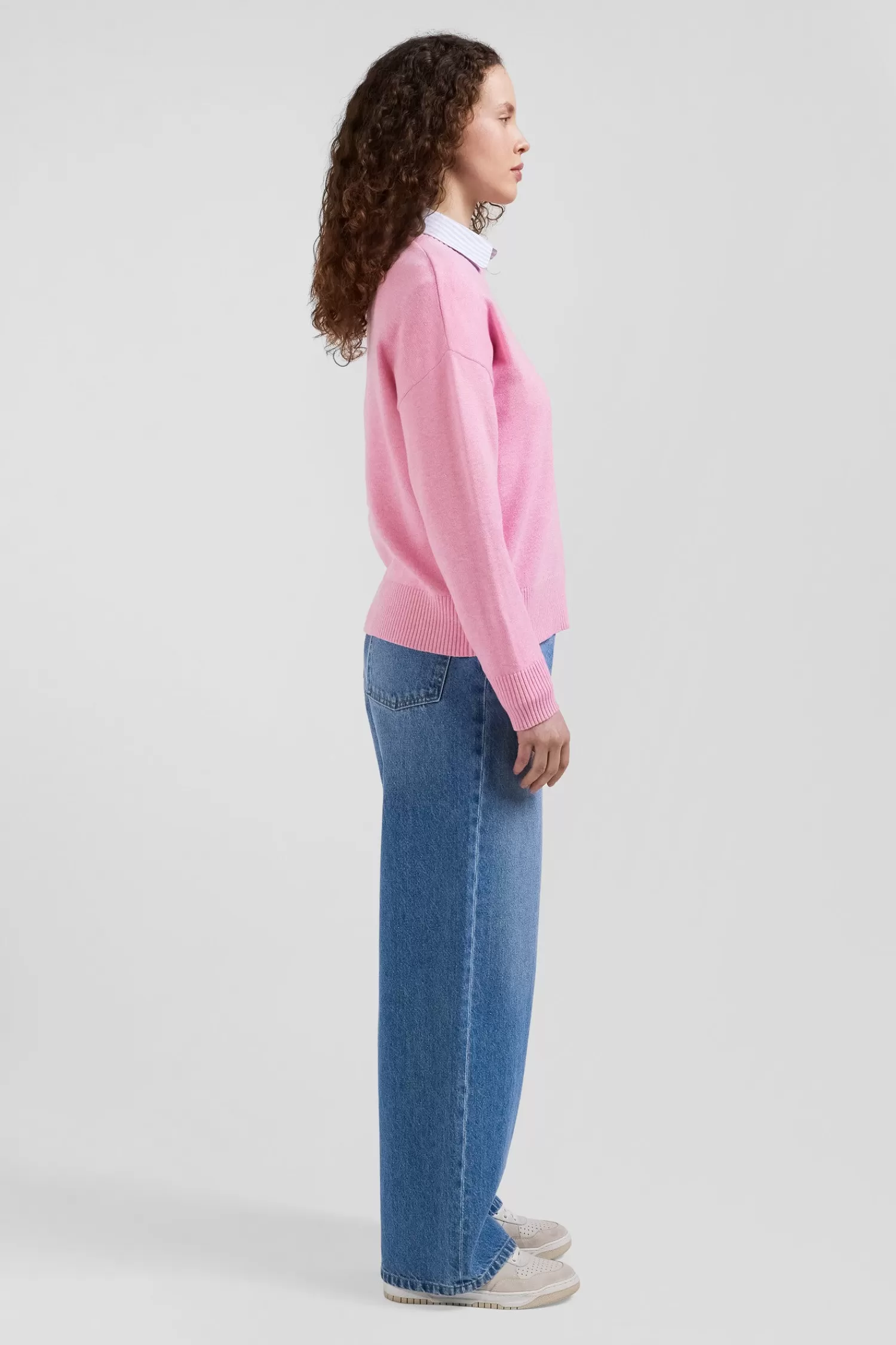 relax_pink_wool_and_cotton_crew_neck_jumper_4.webp Eden Park Relax pink wool and cotton crew neck jumper<Women Sweaters