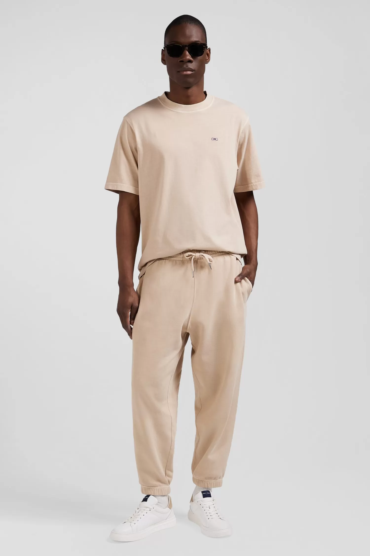 Eden Park Relax unisex beige brushed cotton fleece jogging bottoms<Women Pants | Pants