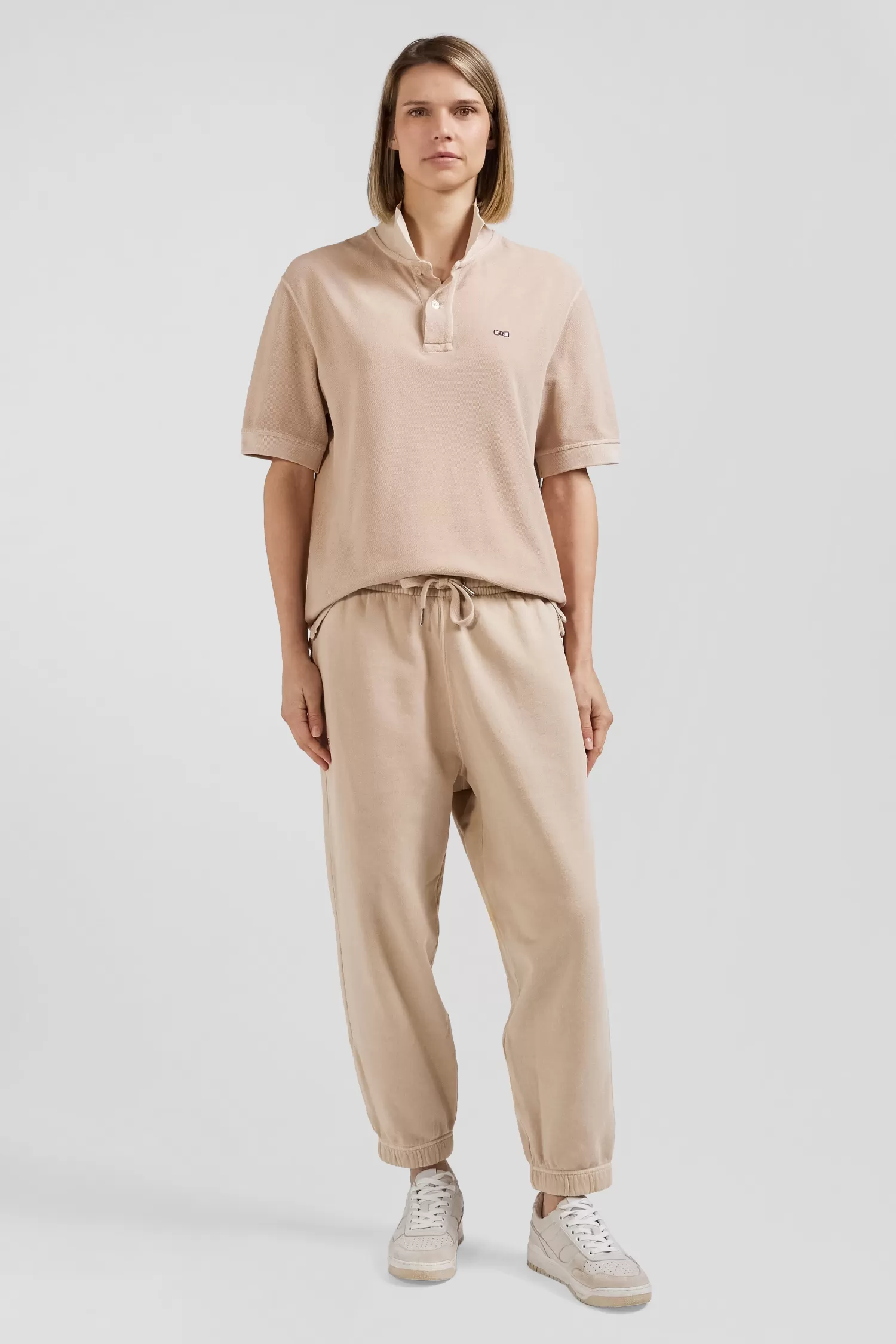 Eden Park Relax unisex beige brushed cotton fleece jogging bottoms<Women Pants | Pants