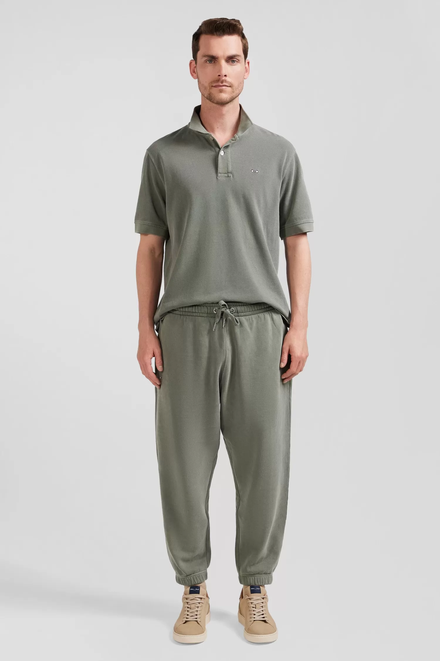 Eden Park Relax unisex khaki brushed cotton fleece jogging bottoms<Women Pants | Pants