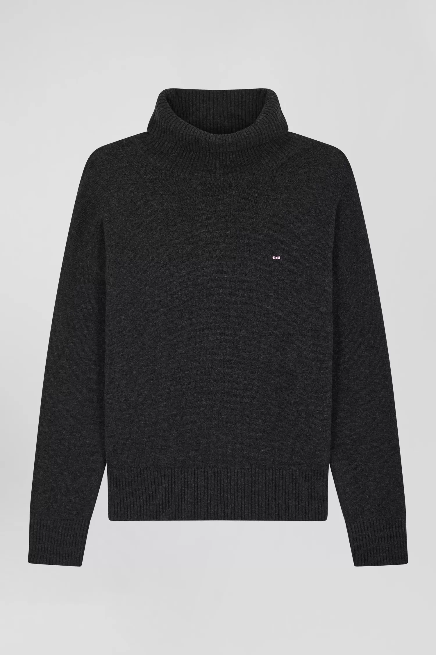 Eden Park Relaxed anthracite grey wool and cotton turtleneck jumper<Women Sweaters