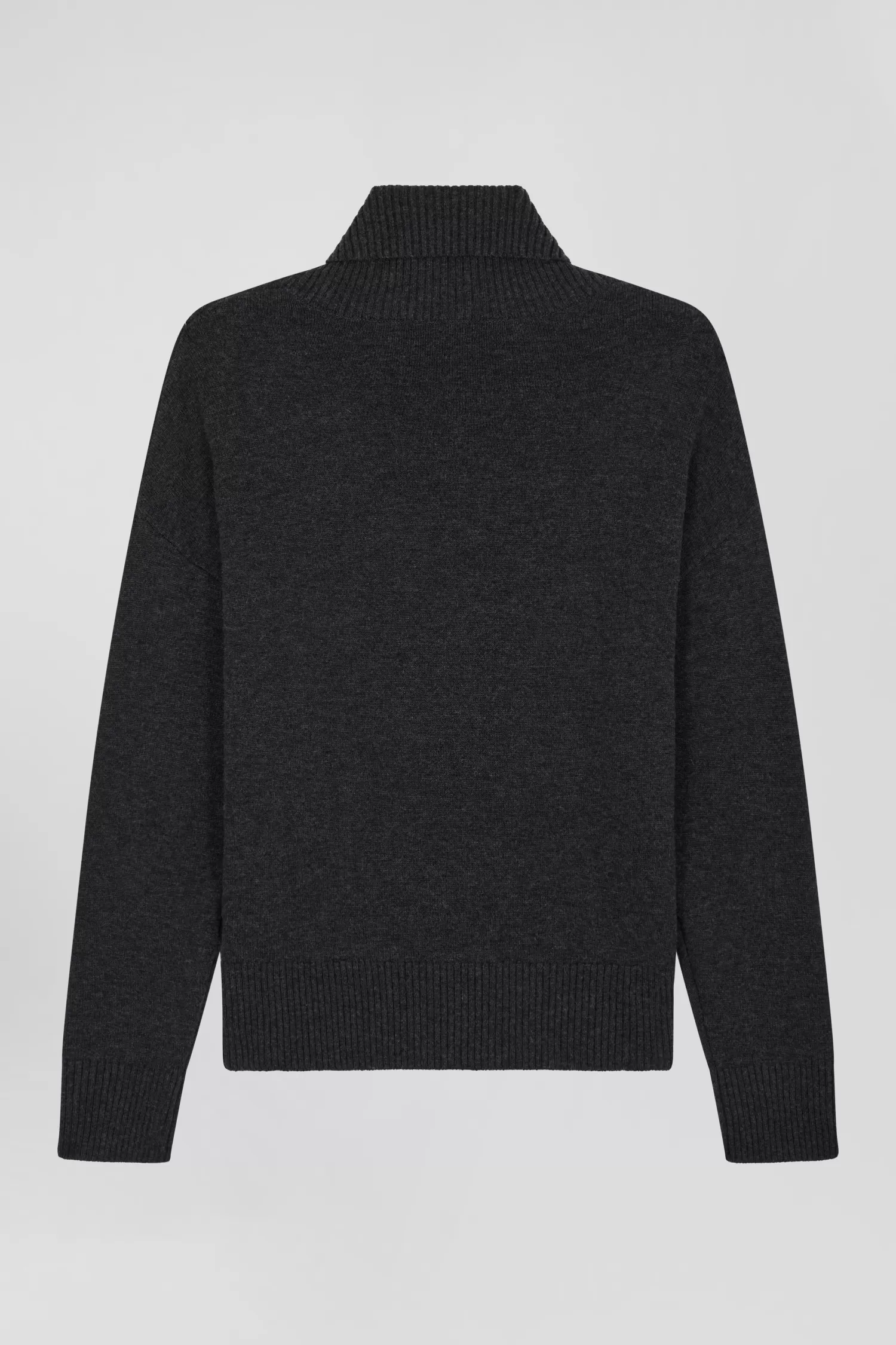 Eden Park Relaxed anthracite grey wool and cotton turtleneck jumper<Women Sweaters
