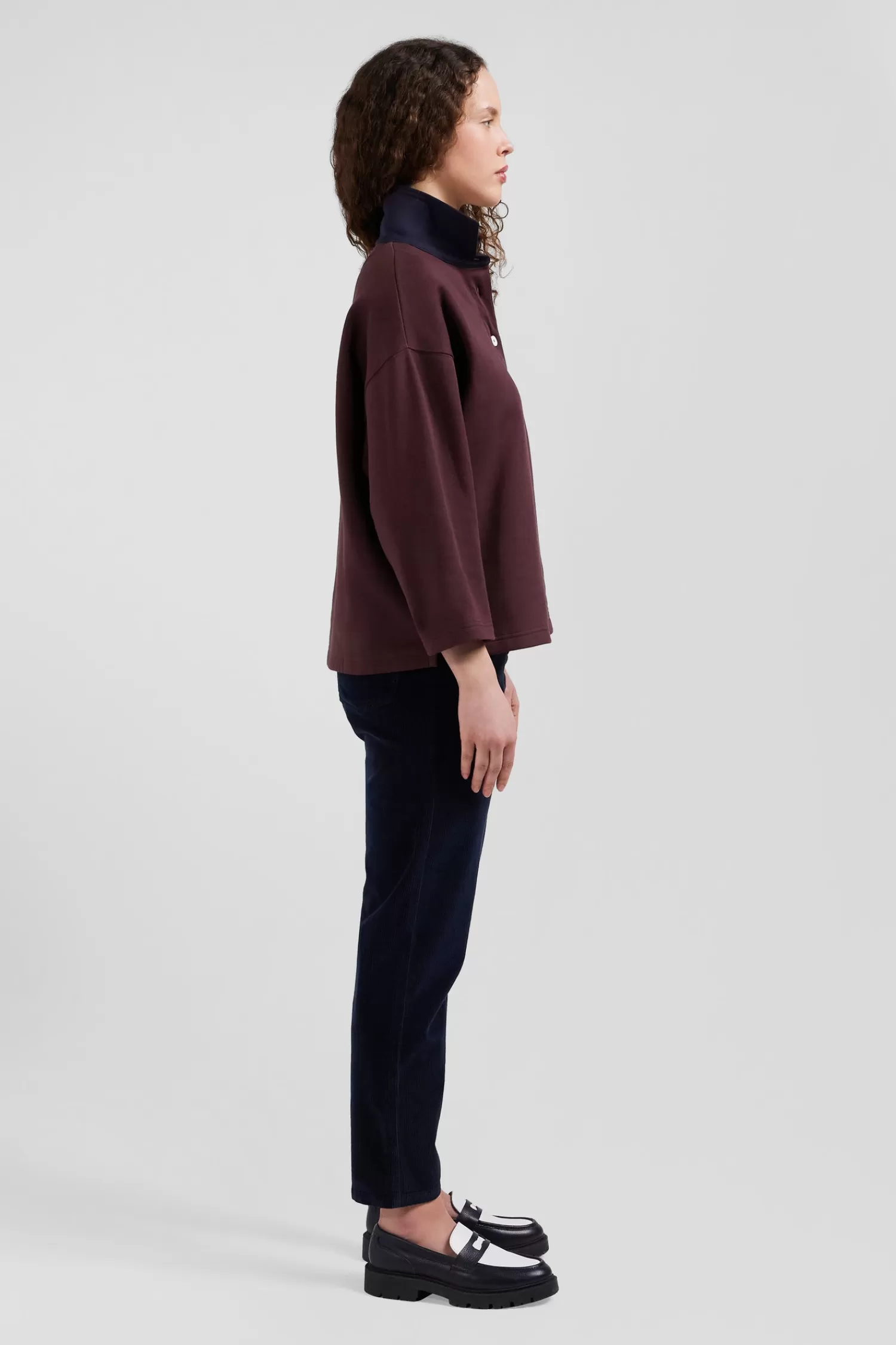 relaxed_burgundy_cotton_sweatshirt_with_rugby_shirt_collar_4.webp Eden Park Relaxed burgundy cotton sweatshirt with rugby shirt collar<Women Sweatshirts