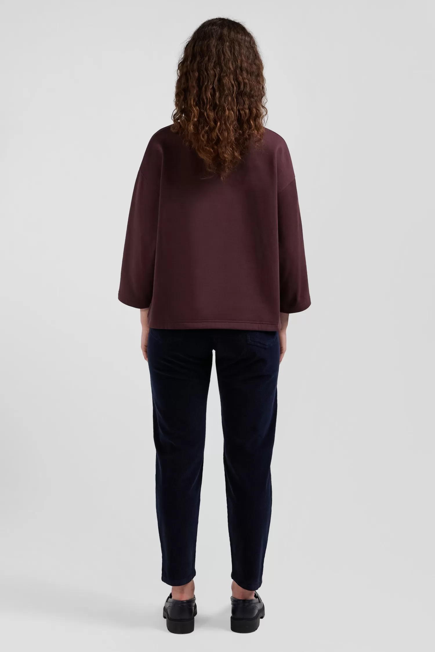 relaxed_burgundy_cotton_sweatshirt_with_rugby_shirt_collar_5.webp Eden Park Relaxed burgundy cotton sweatshirt with rugby shirt collar<Women Sweatshirts