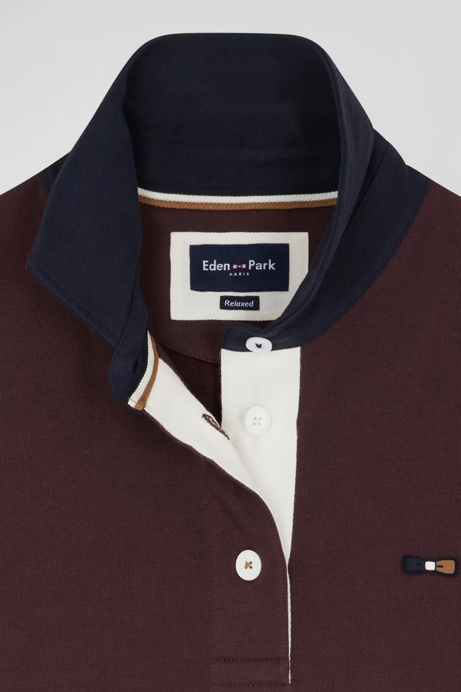 relaxed_burgundy_cotton_sweatshirt_with_rugby_shirt_collar_6.webp Eden Park Relaxed burgundy cotton sweatshirt with rugby shirt collar<Women Sweatshirts