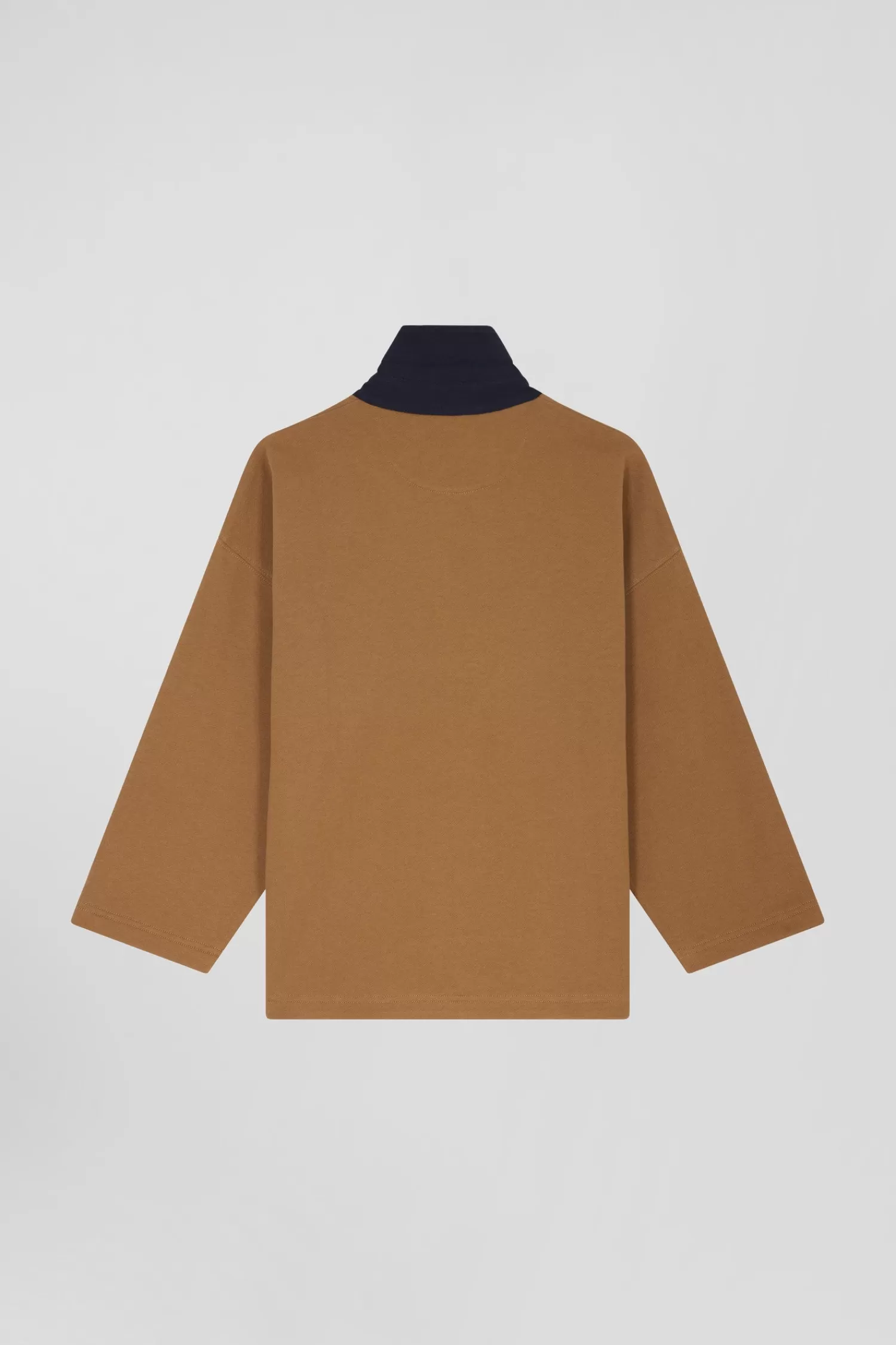 relaxed_camel_cotton_sweatshirt_with_rugby_shirt_collar_3.webp Eden Park Relaxed camel cotton sweatshirt with rugby shirt collar<Women Sweatshirts