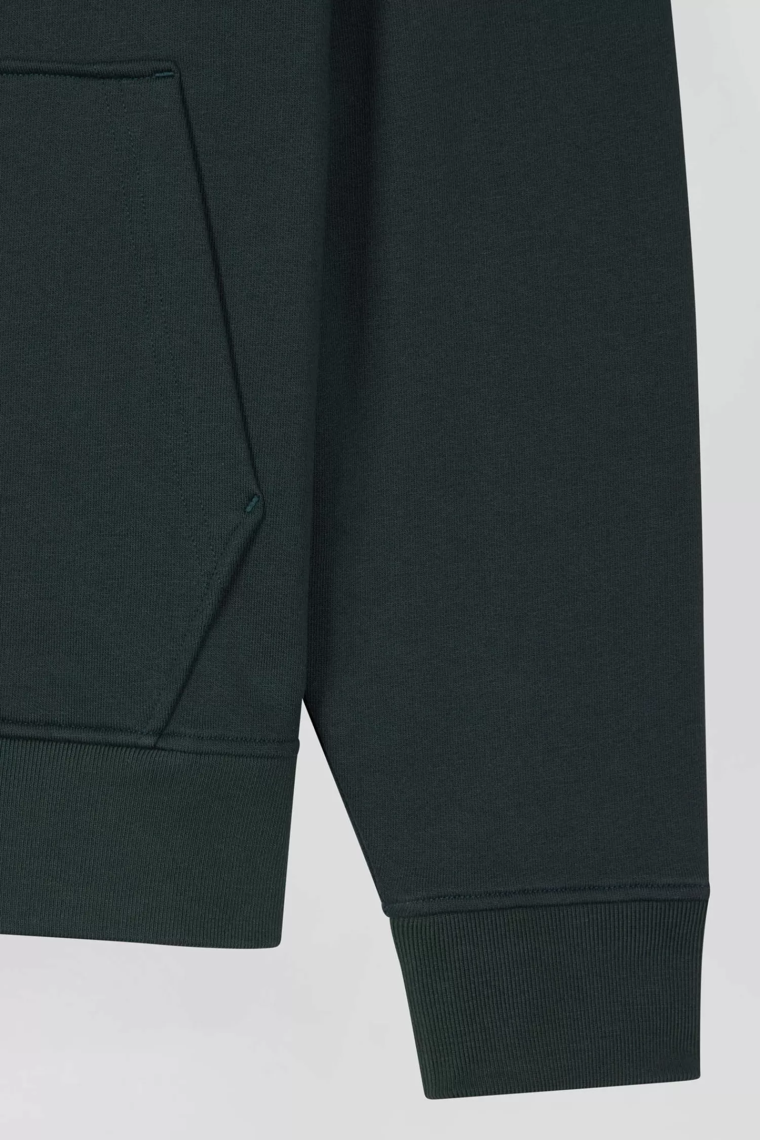 Eden Park Relaxed green cotton blend sweatshirt with checked patchwork and rugby shirt collar< Sweatshirts