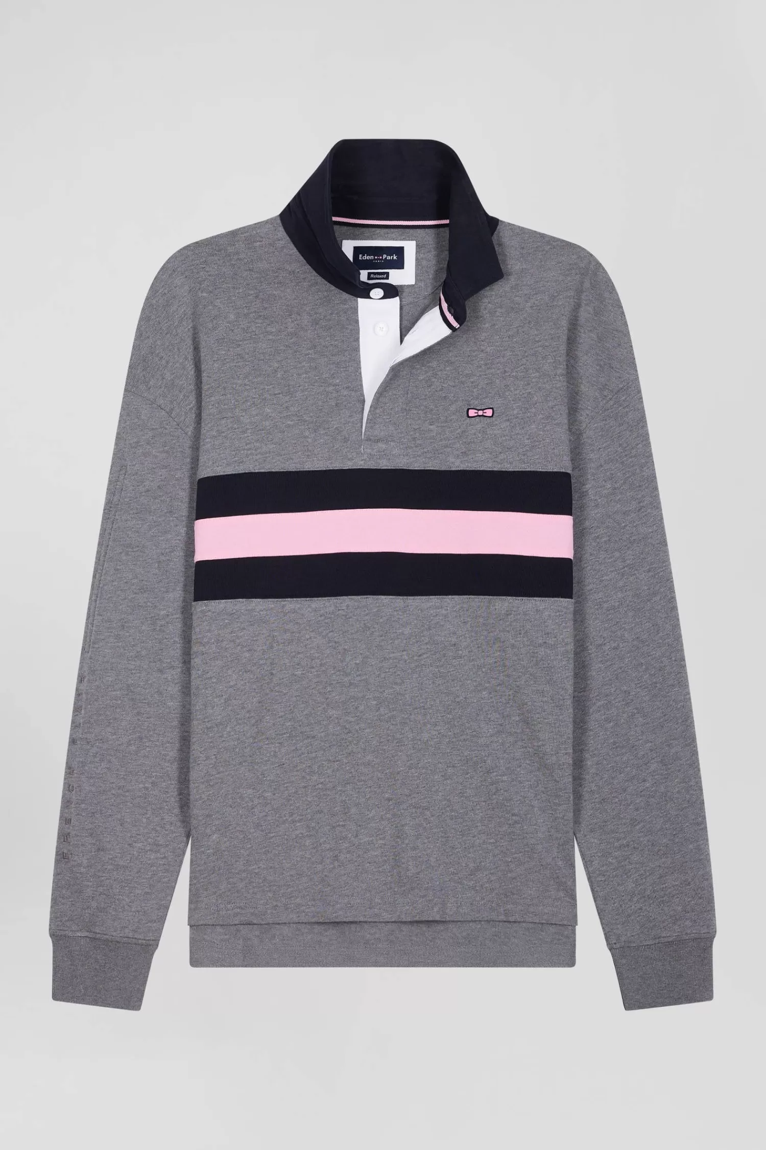 Eden Park Relaxed grey embroidered long-sleeved cotton rugby shirt< Rugby Shirts