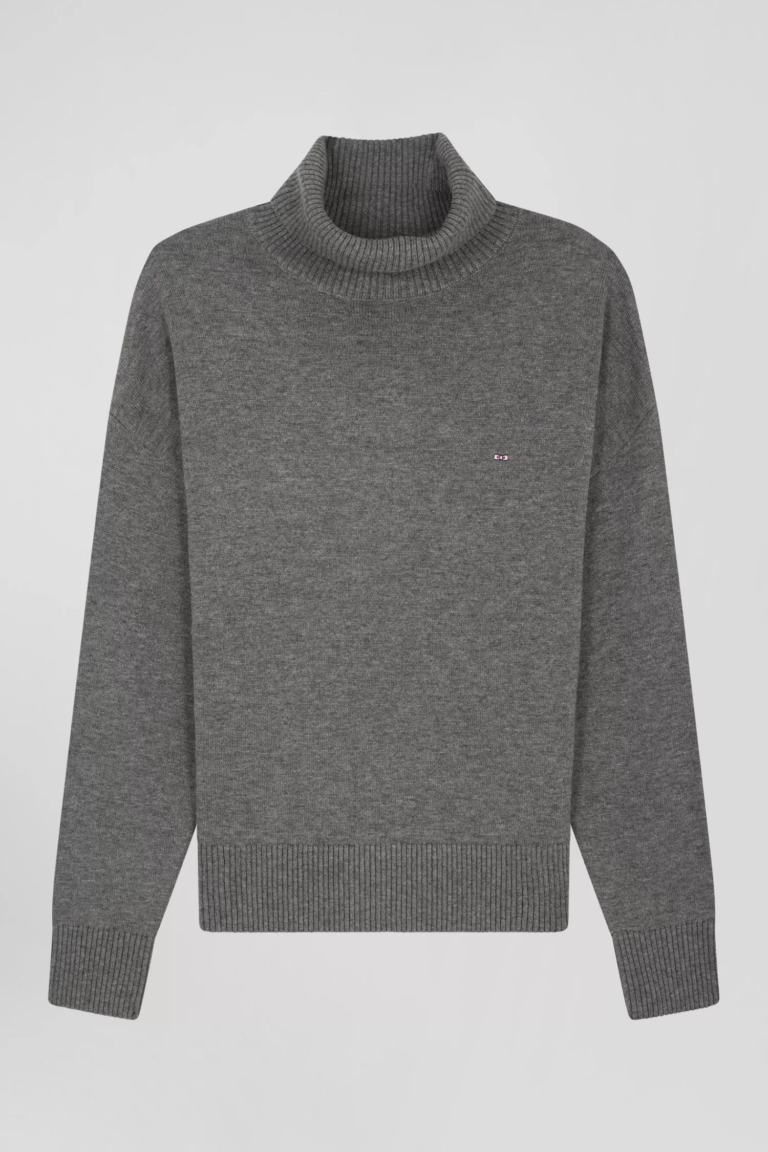 Eden Park Relaxed mottled grey wool and cotton turtleneck jumper<Women Sweaters