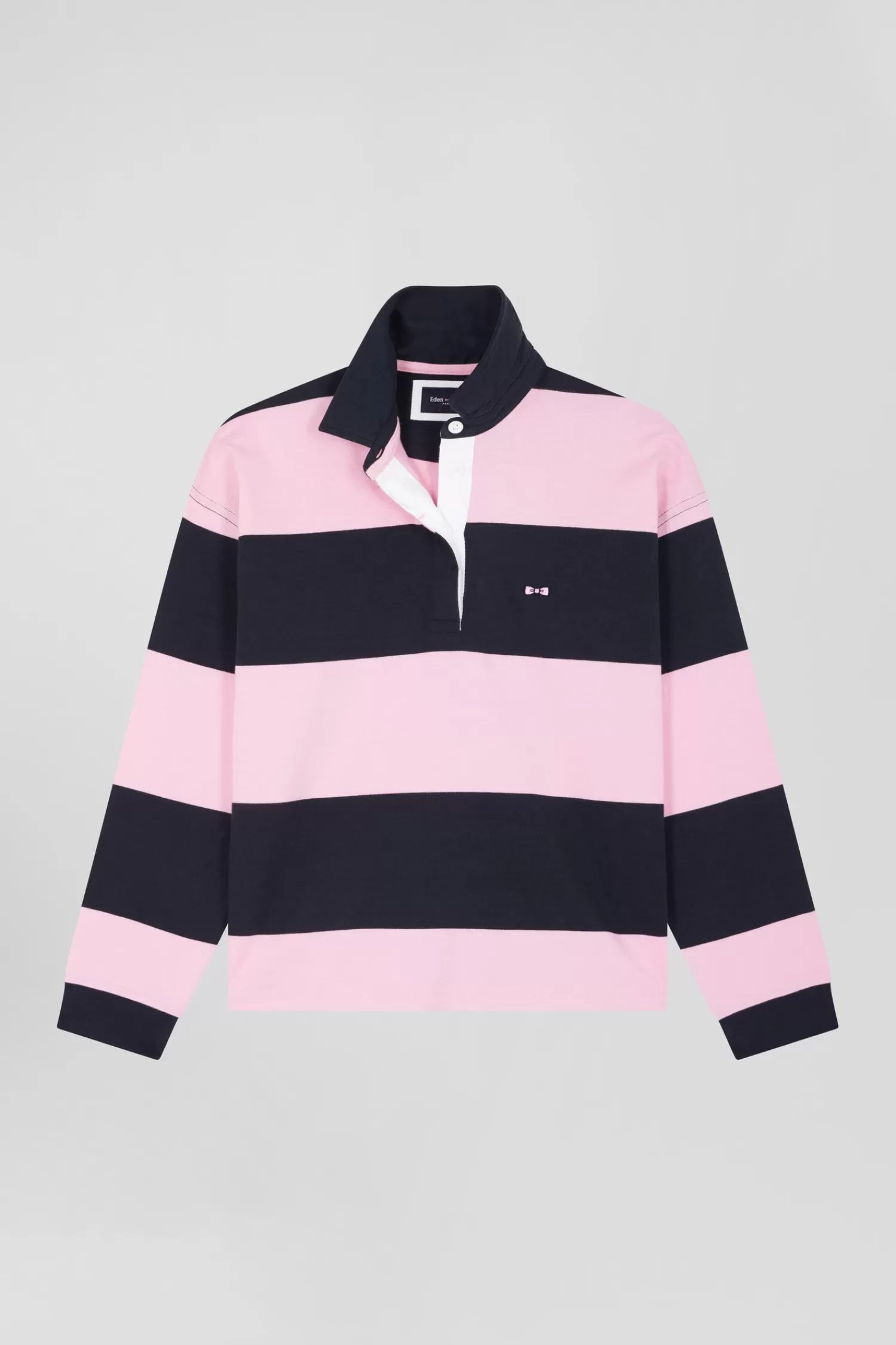Eden Park Relaxed navy and pink striped long-sleeved cotton rugby shirt< Rugby Shirts