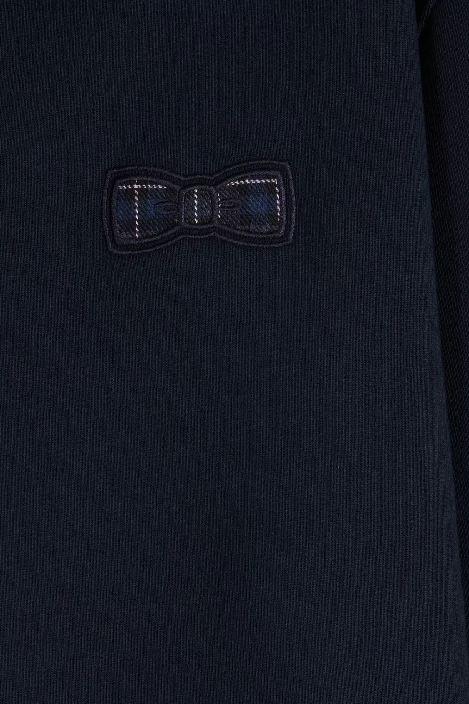 Eden Park Relaxed navy blue cotton blend sweatshirt with checked patchwork and rugby shirt collar< Sweatshirts