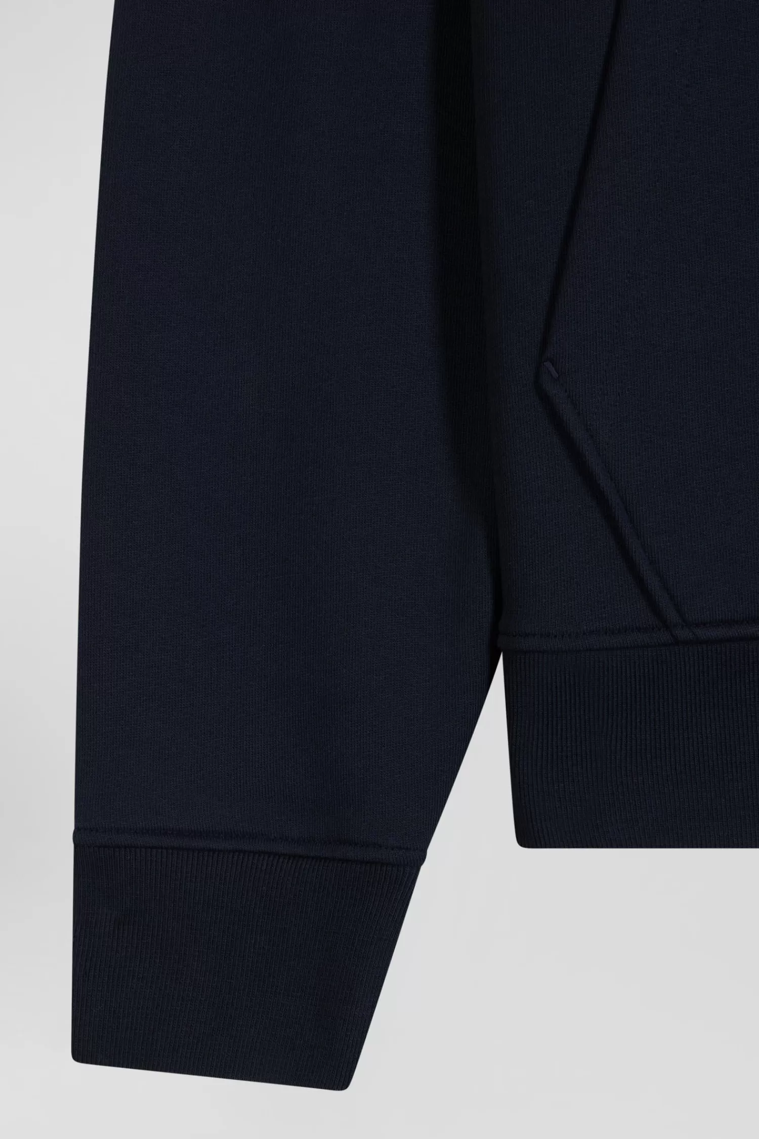 Eden Park Relaxed navy blue cotton blend sweatshirt with checked patchwork and rugby shirt collar< Sweatshirts