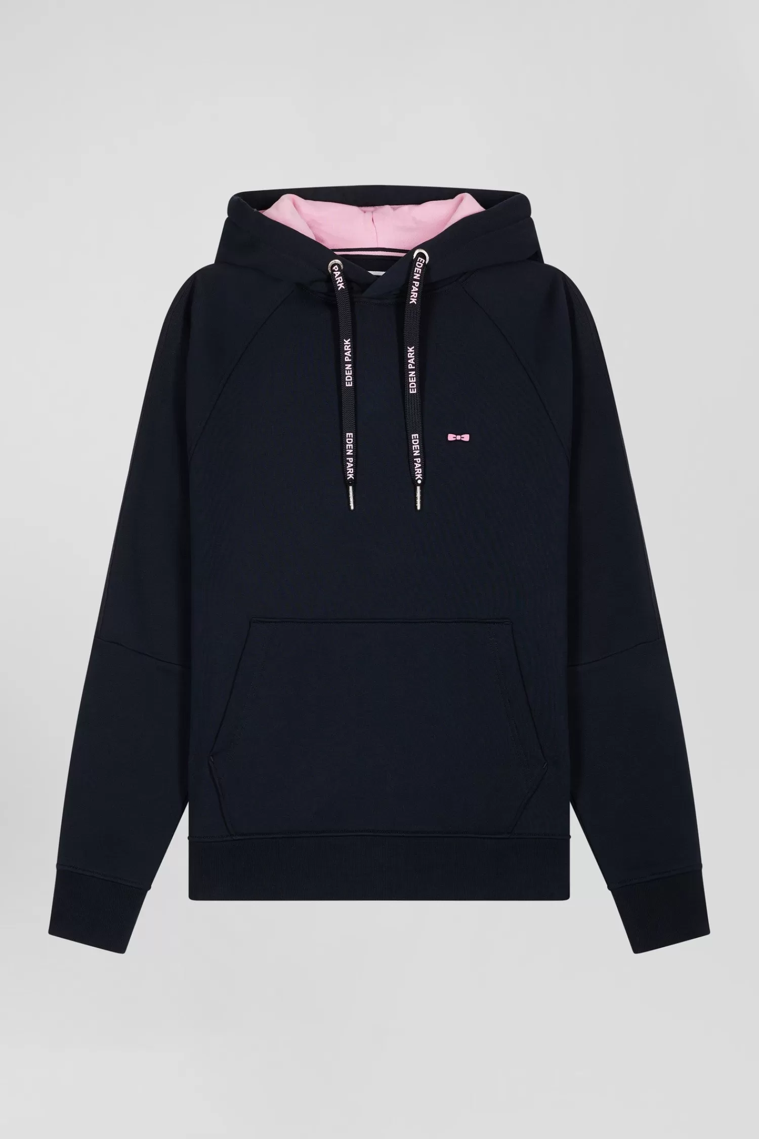 Eden Park Relaxed navy blue fleece hoodie with branded drawstrings< Sweatshirts