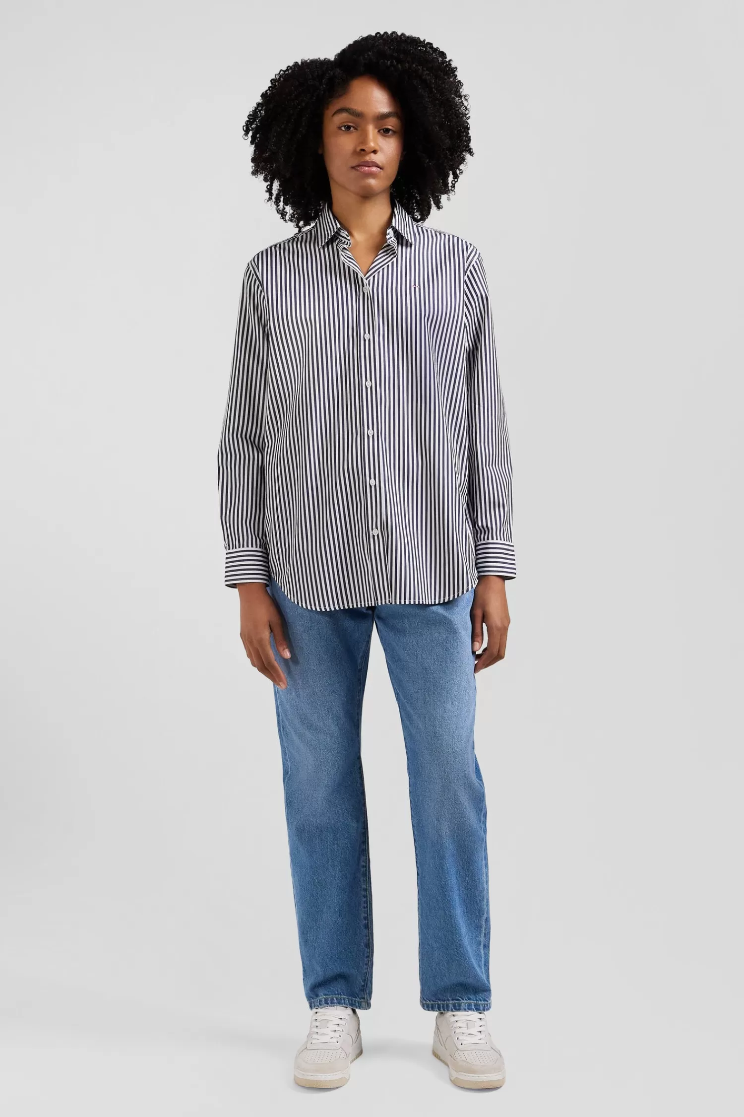 Eden Park Relaxed navy blue striped cotton shirt<Women Shirts | Shirts