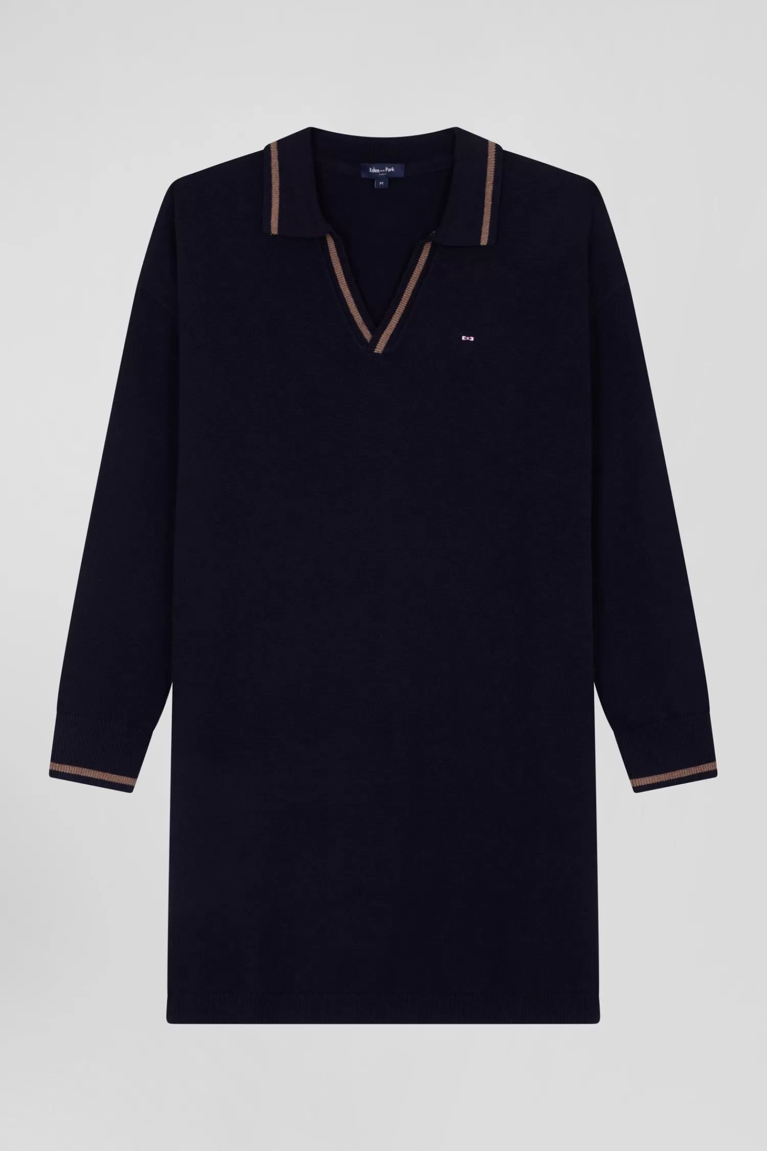 Eden Park Relaxed navy blue wool and cotton shirt dress<Women Dresses And Skirts