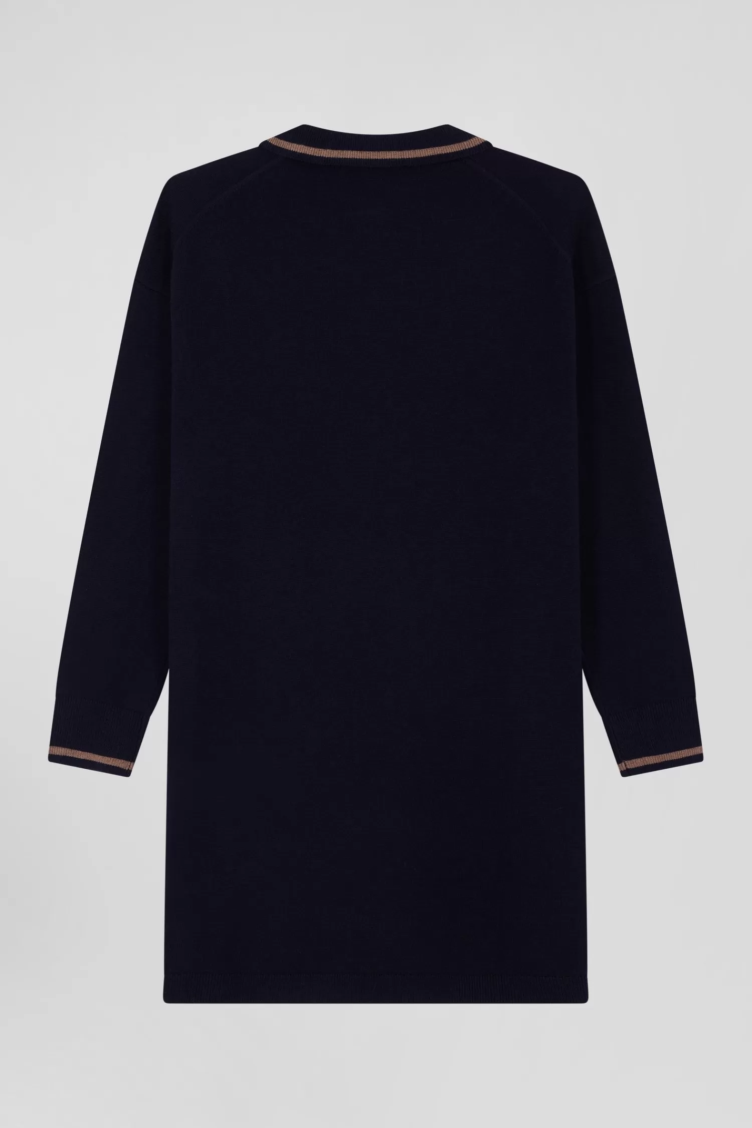 Eden Park Relaxed navy blue wool and cotton shirt dress<Women Dresses And Skirts