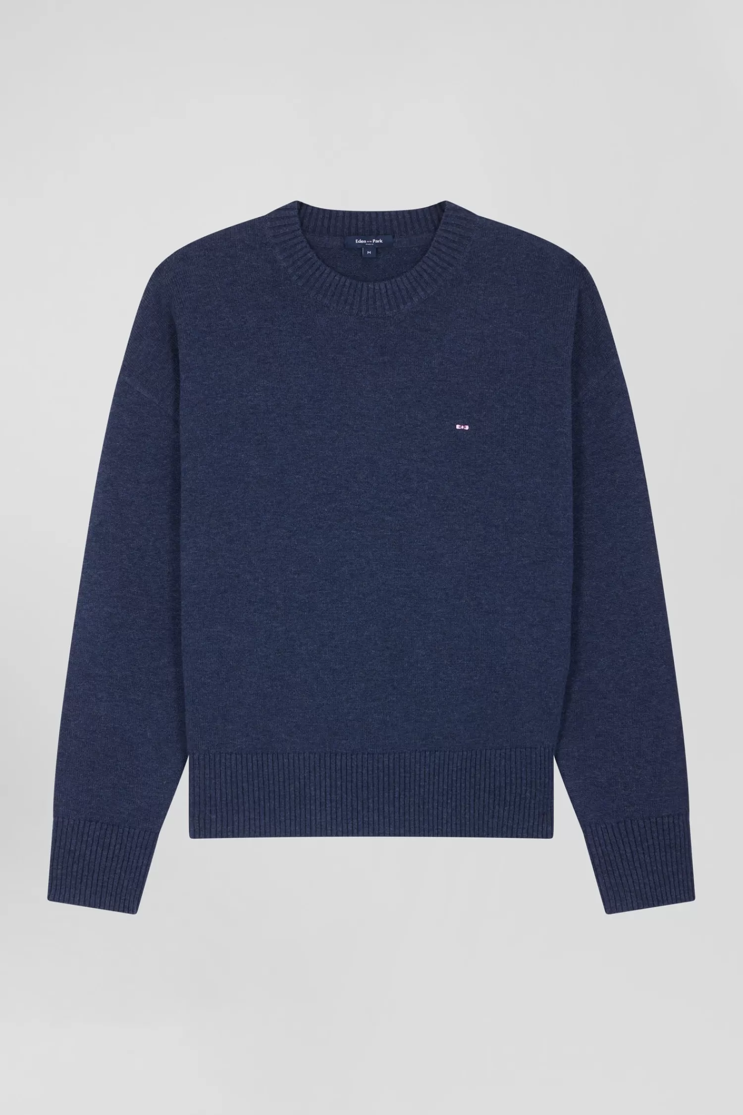 Eden Park Relaxed navy wool and cotton crew neck jumper<Women Sweaters